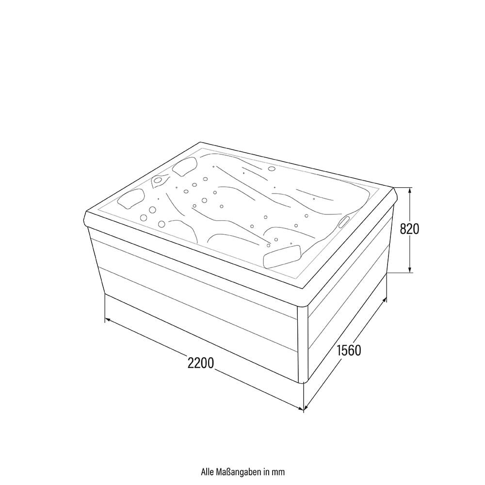 Outdoor Whirlpool SUNSET PURE - 220 x 156 cm für 3 Personen