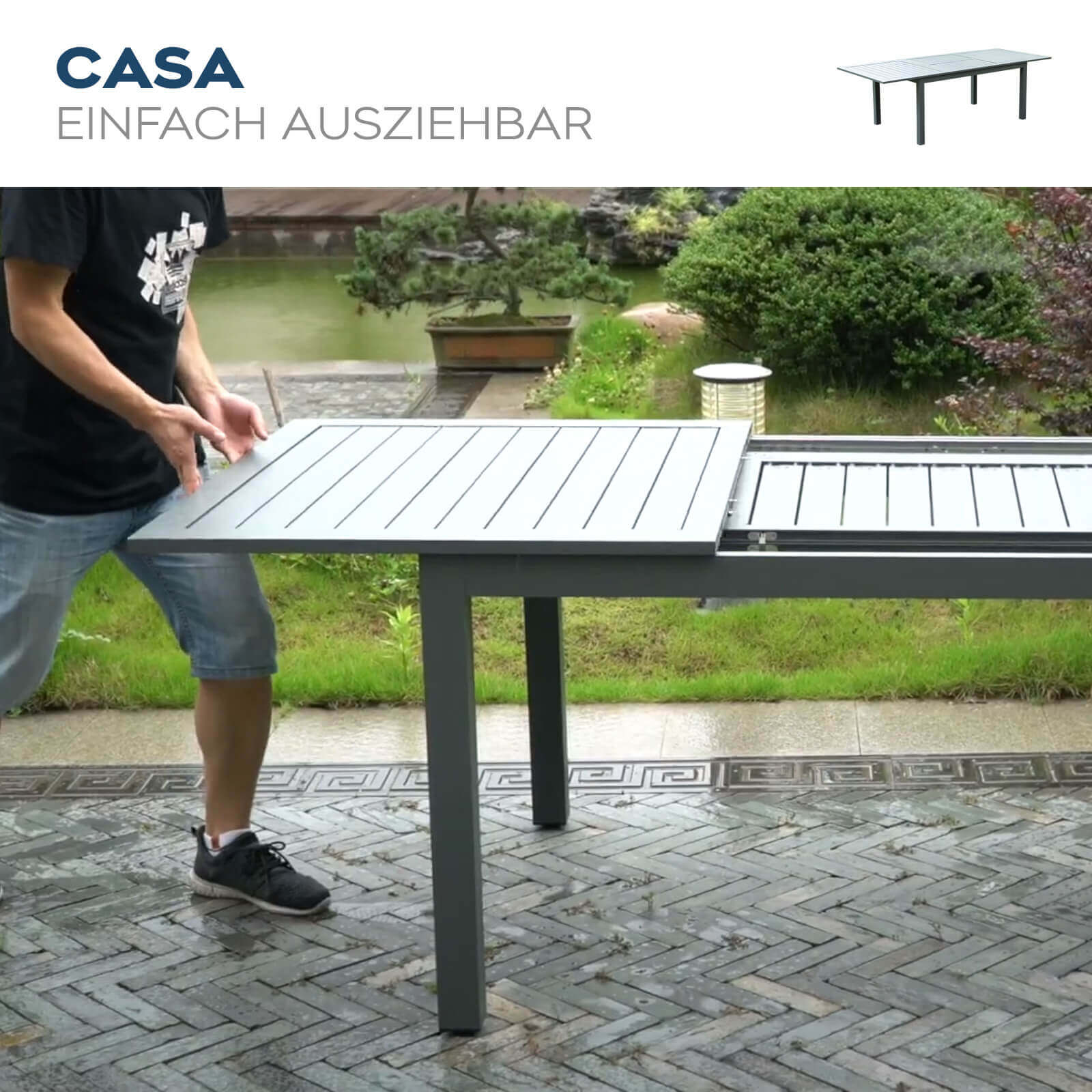 Garten-Sitzgruppe ausziehbar CASA MADERA - 160/240 x 100 cm 10 Stühle