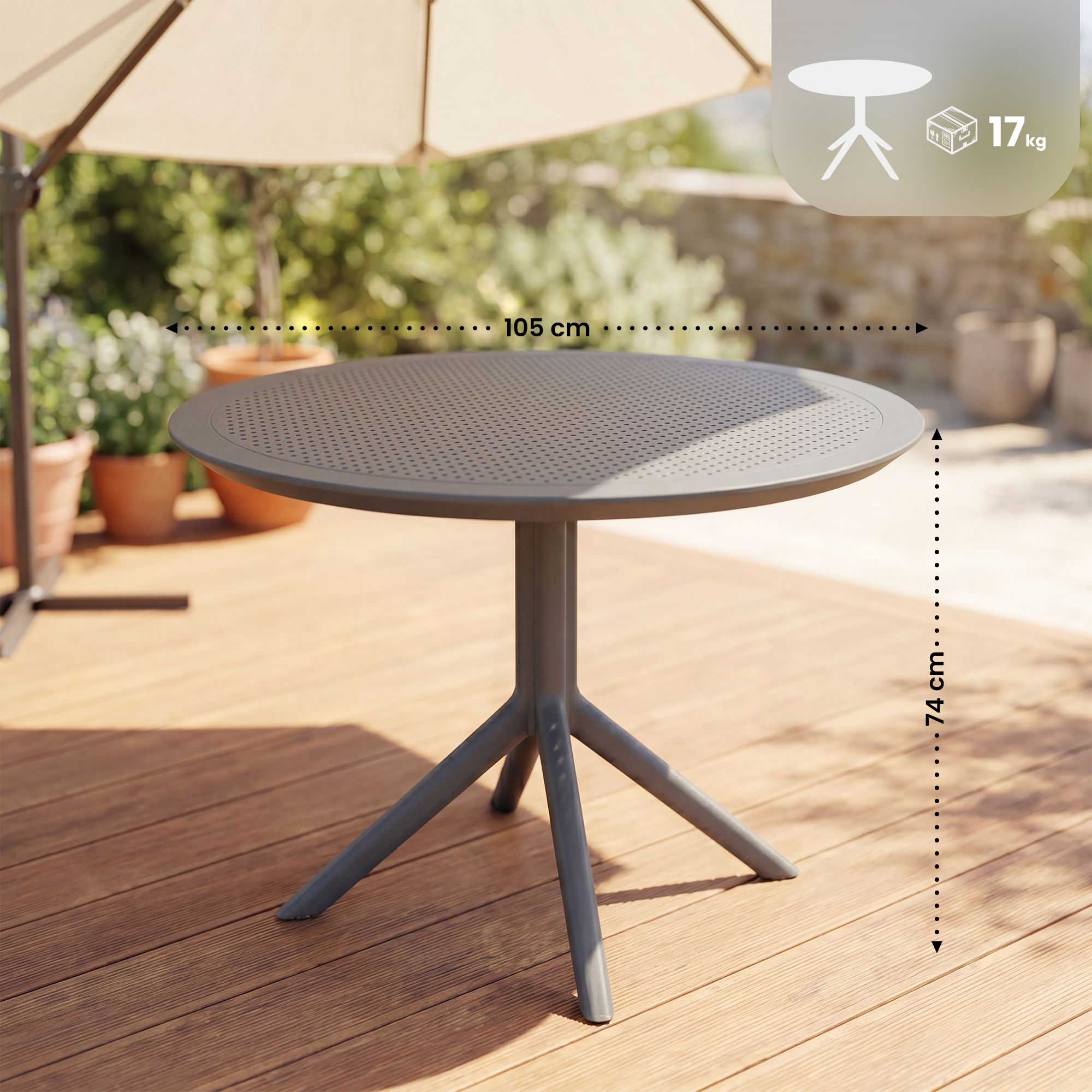 Tisch Sky rund 105 cm, dunkelgrau