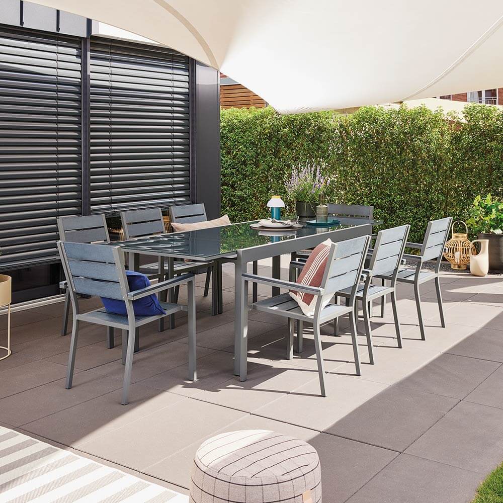 Garten-Sitzgruppe ausziehbar SOL MADERA - 180/240 x 90 cm 10 Stühle