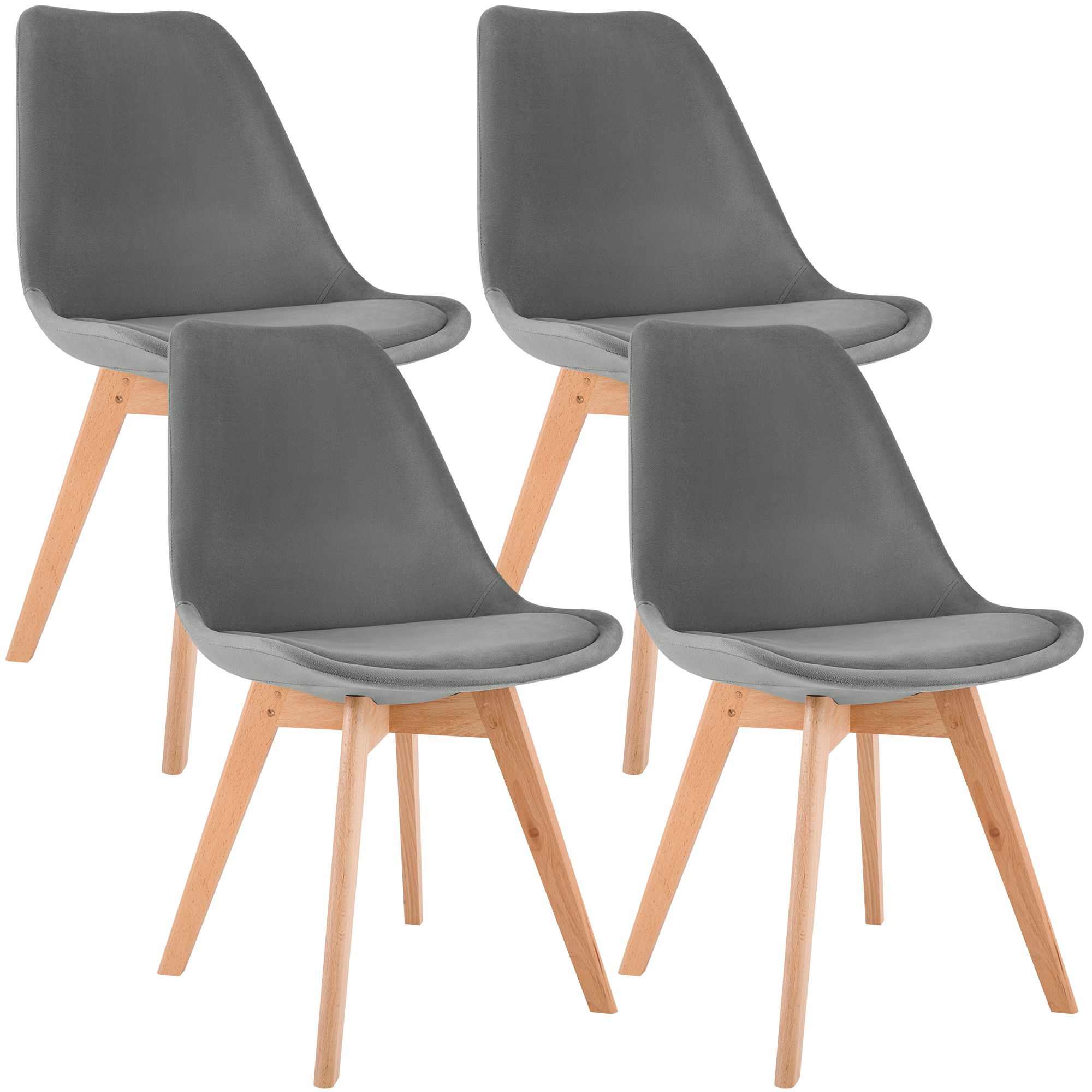 4er Set Stuhl Linares Samt, grau