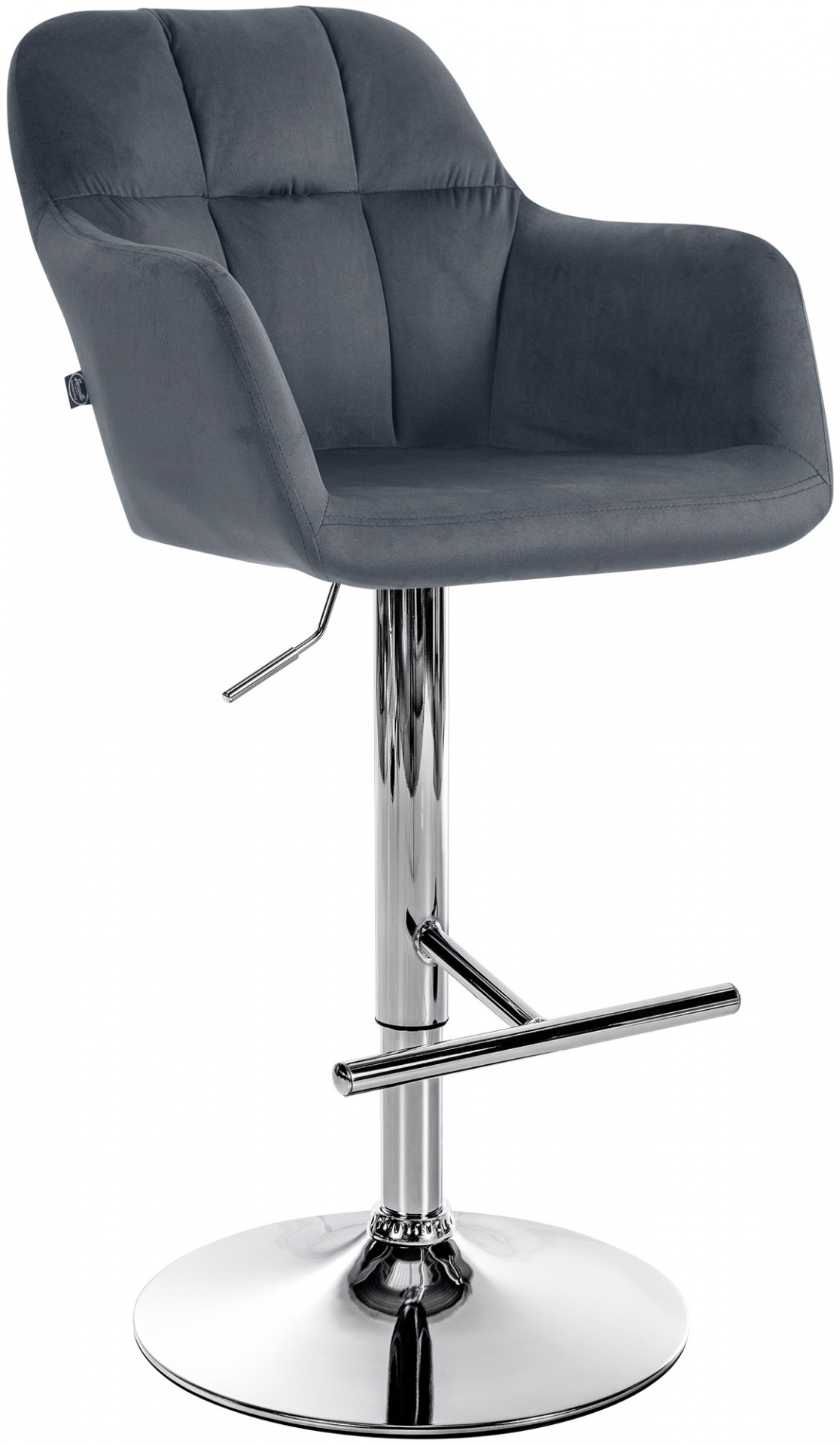 Barhocker Natoma Samt chrom, dunkelgrau