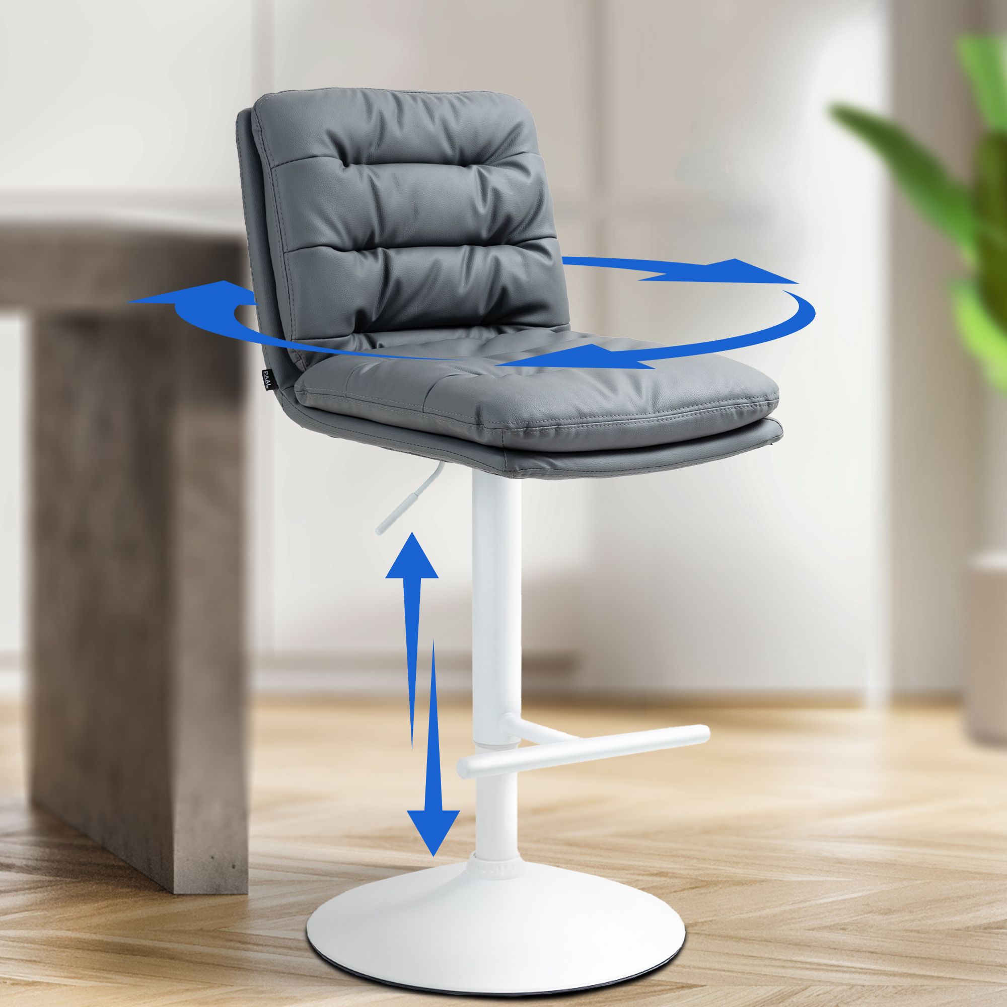 2er Set Barhocker Damar Kunstleder weiß, grau