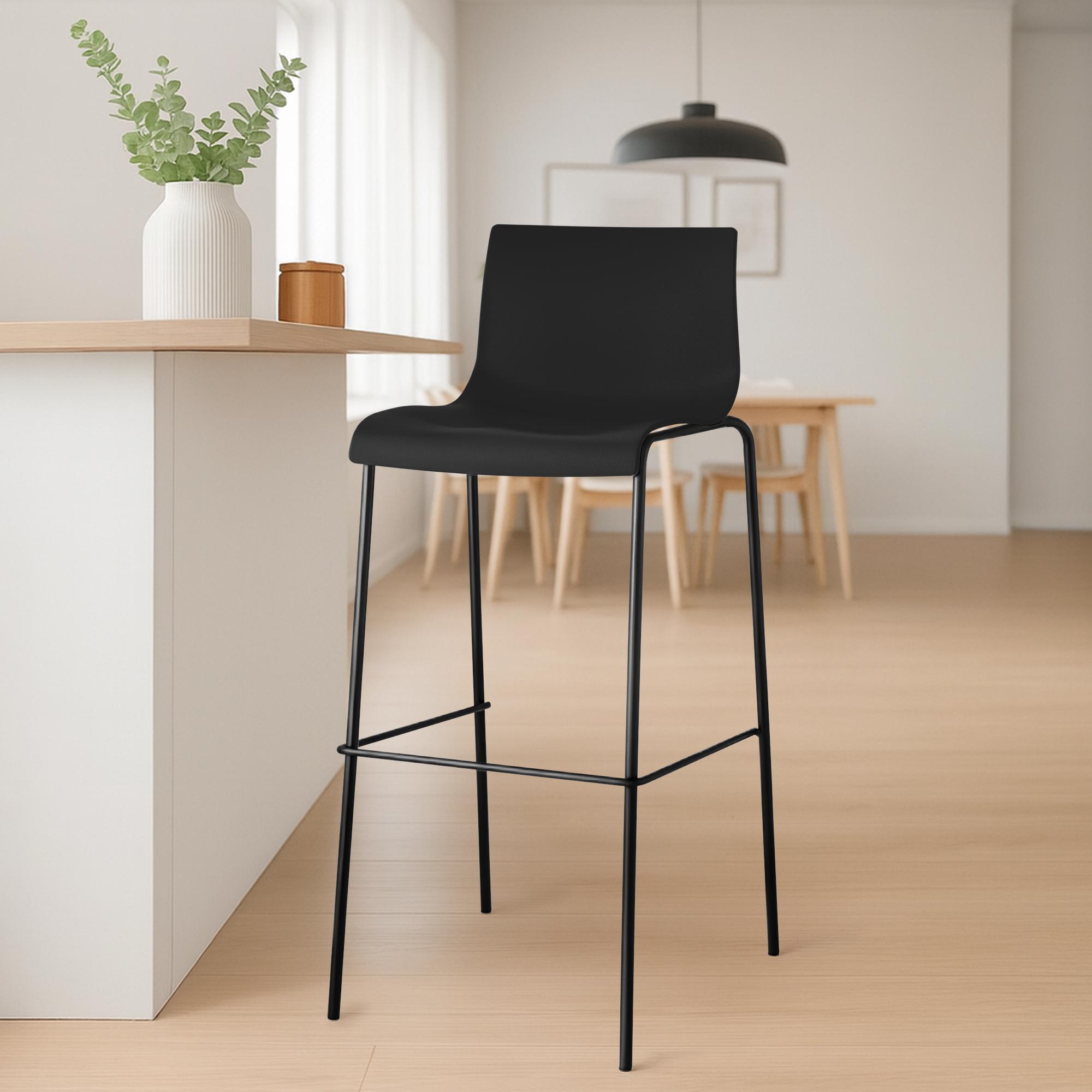 Barhocker Hoover 4-Fuß Gestell schwarz, schwarz