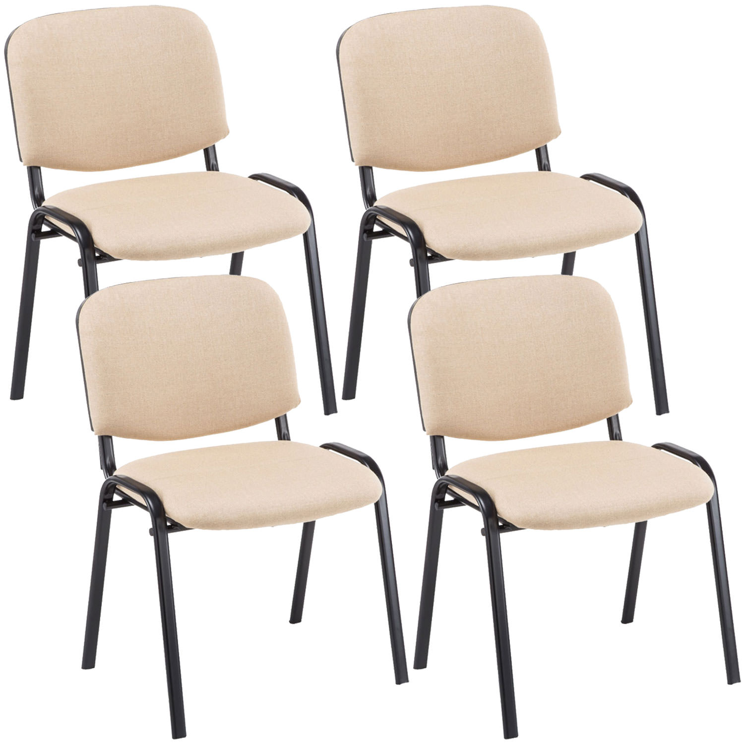 4er Set Besucherstuhl Ken Stoff, creme