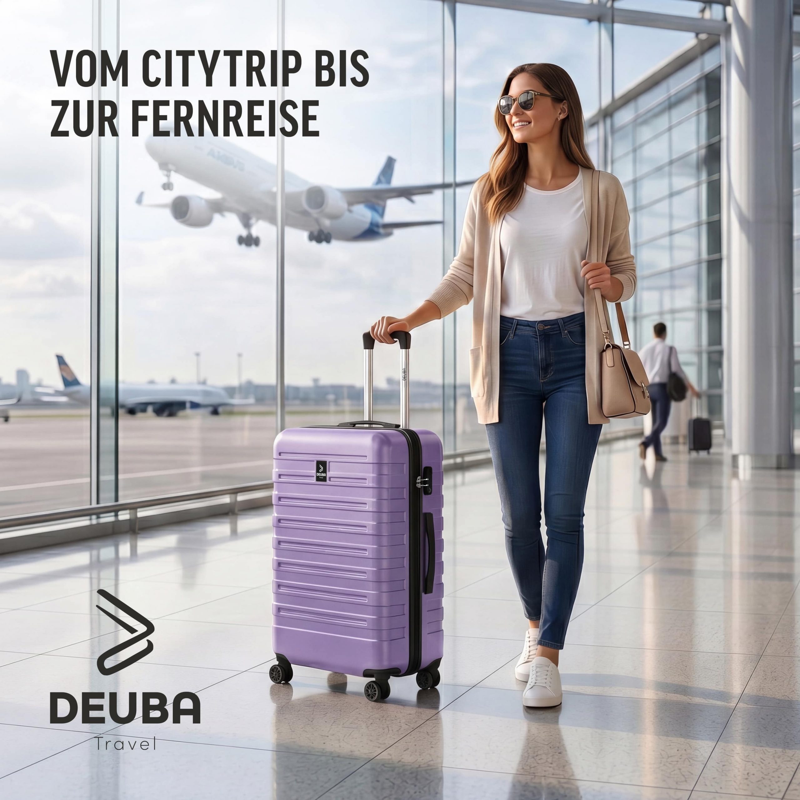 Hartschalenkoffer New York Set 3-tlg Pastelllila Rollen 360º ABS