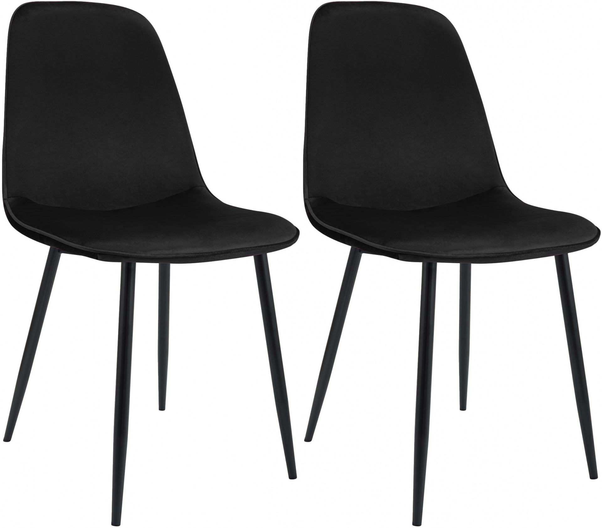 2er Set Esszimmerstuhl Maryam Samt, schwarz