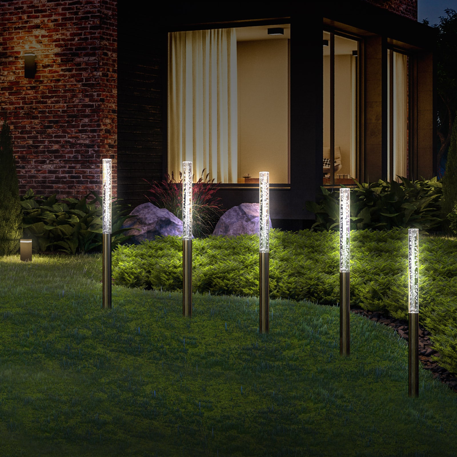LED Solar Steckleuchte 5er-Set Weiß