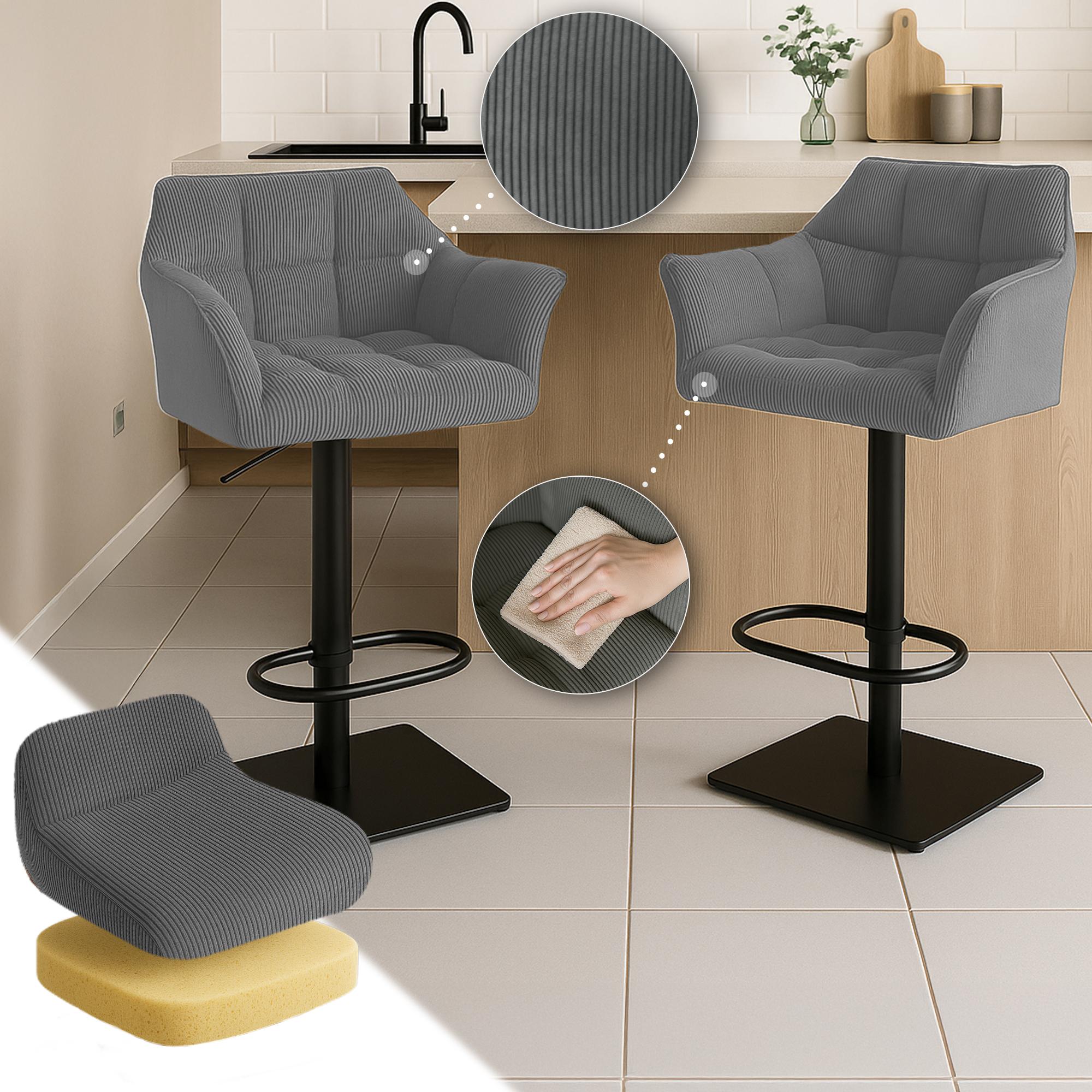 Barhocker Damaso B Cord, grau