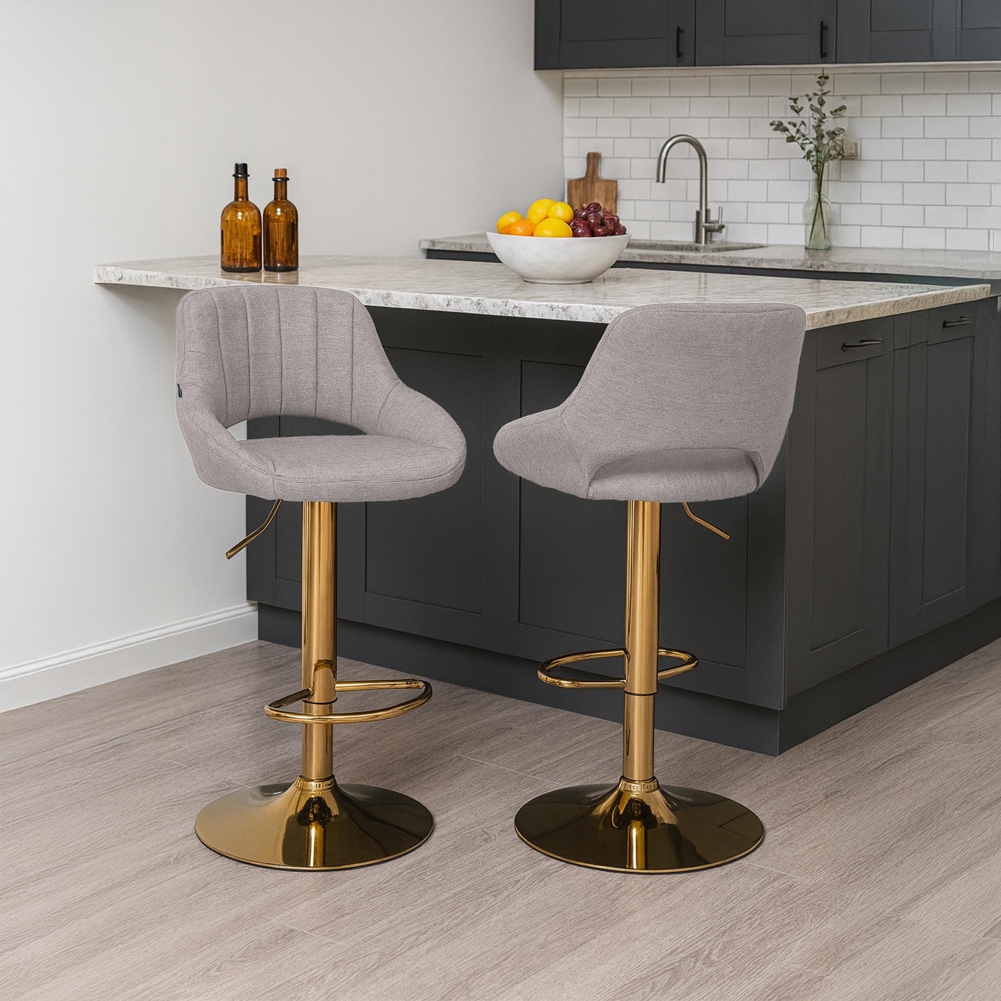 Barhocker Milet Stoff gold, grau