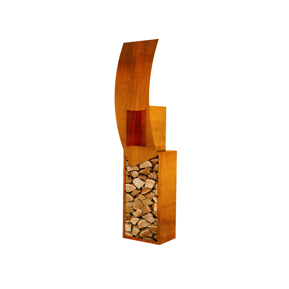 Gartenkamin mit Holzlager SWING - Made in Germany