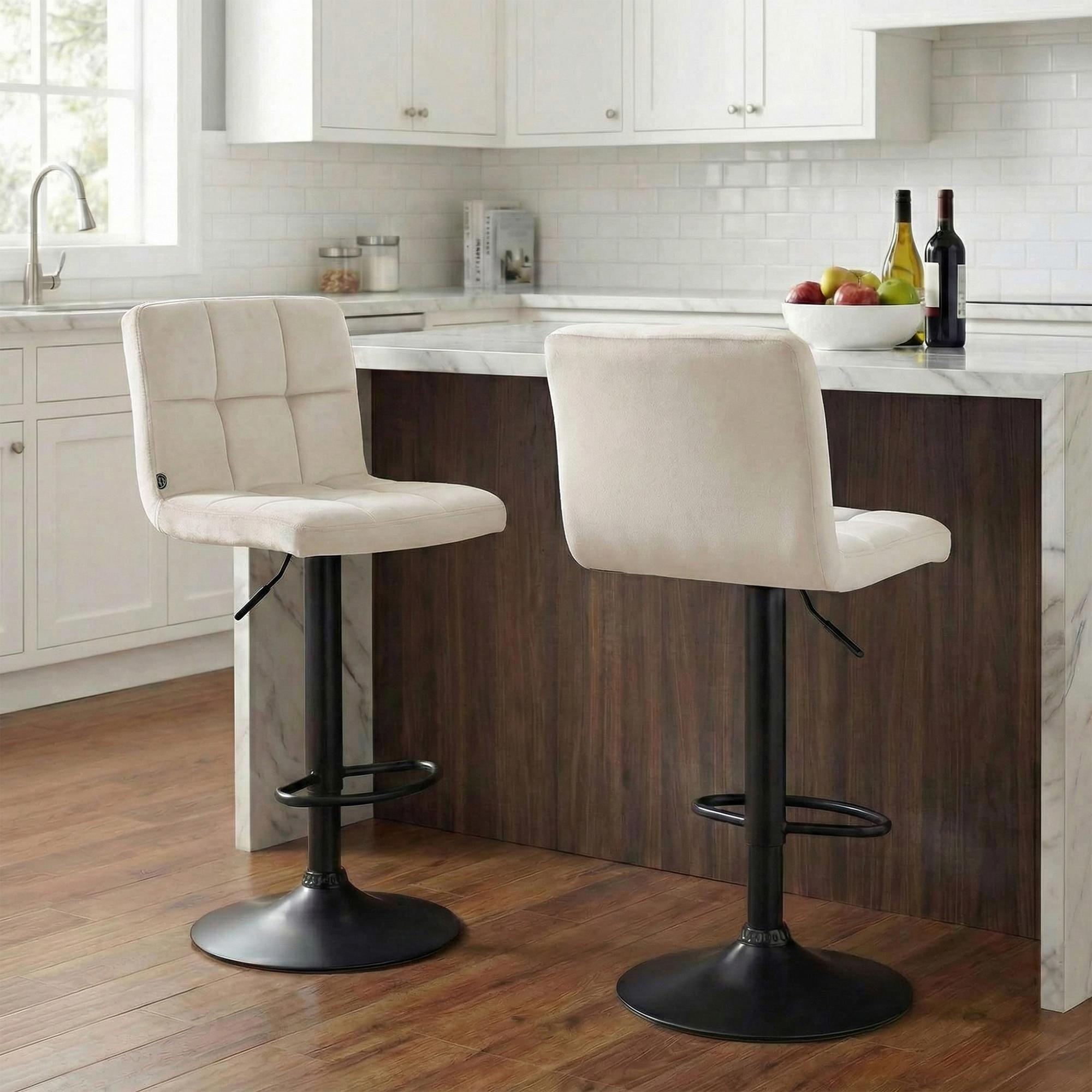 Barhocker Peru Samt schwarz, creme