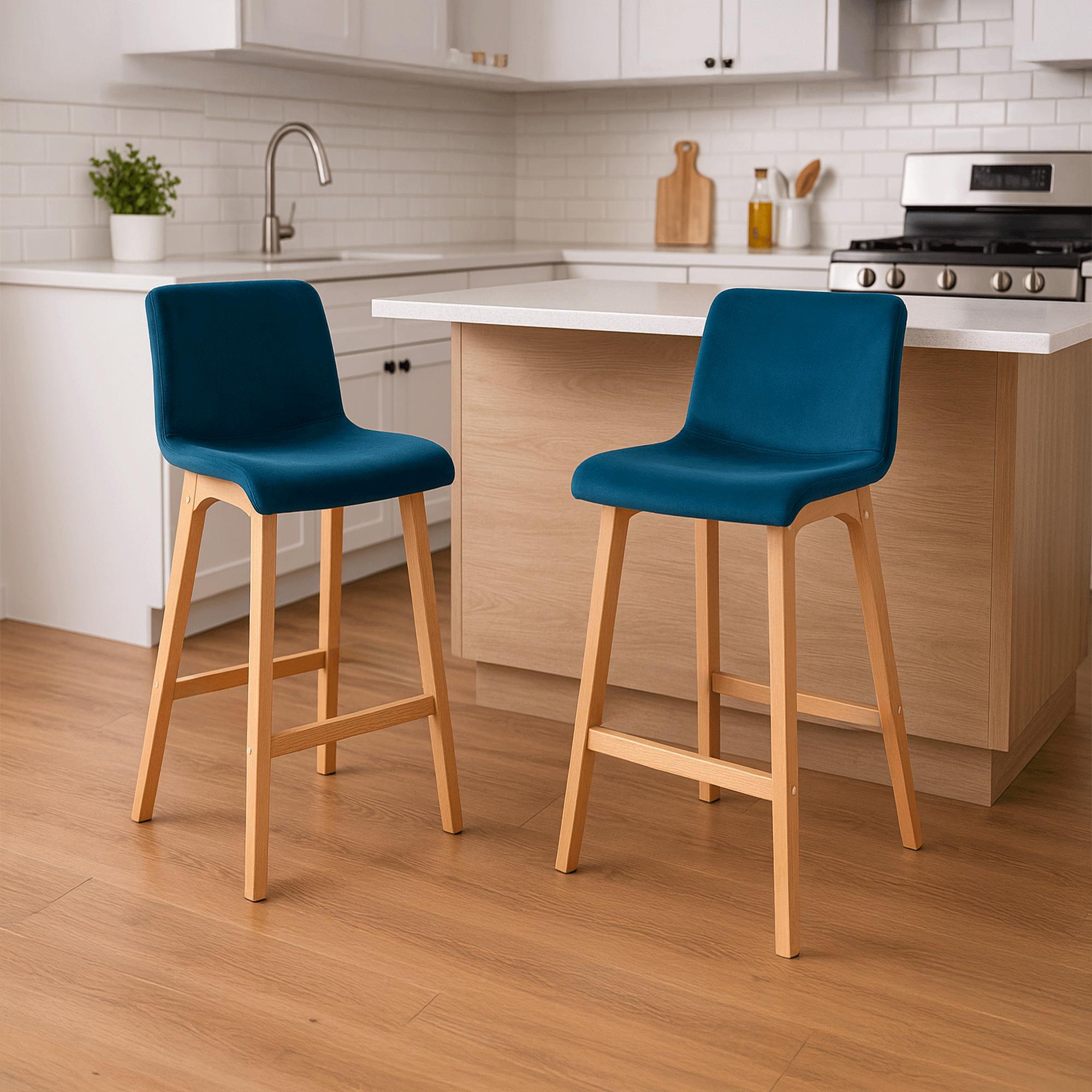 Barhocker Hoover Samt Natura, blau