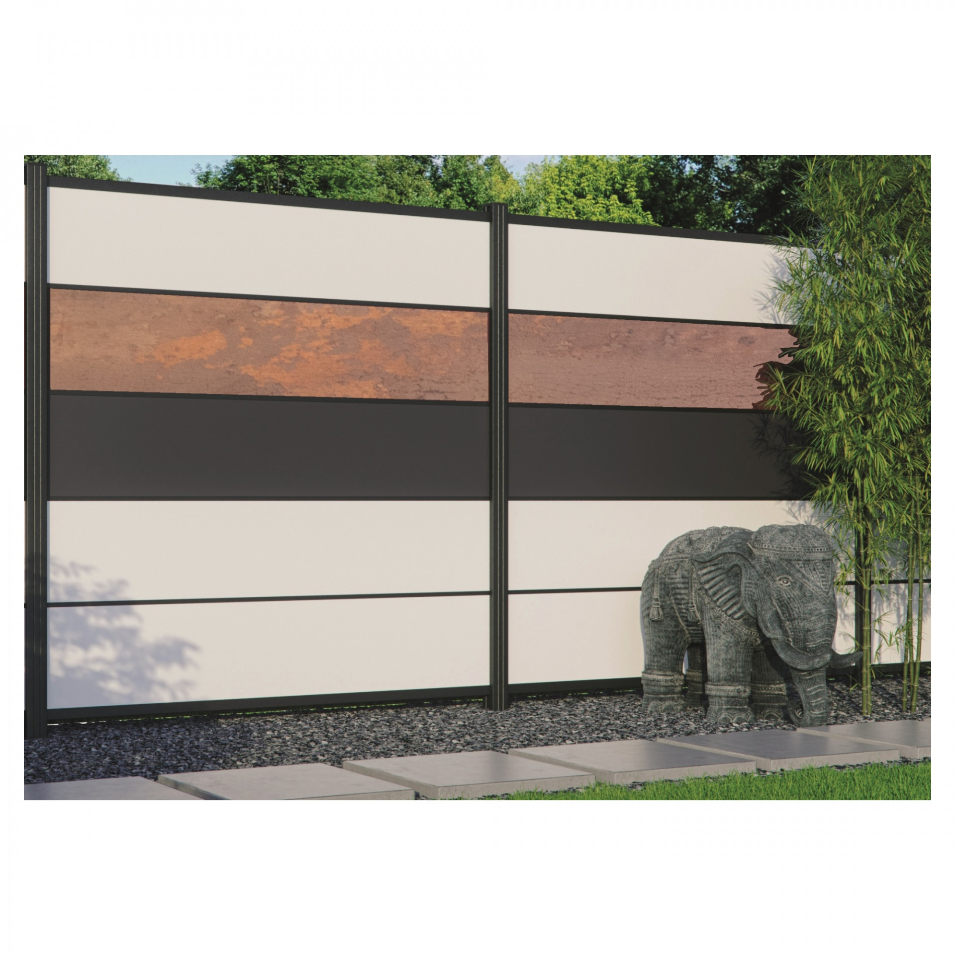 FARÖ-Serie HPL-Steckzaunsystem, Zaunlamelle DEKO-ROST, 6 x 329 x 1792 mm