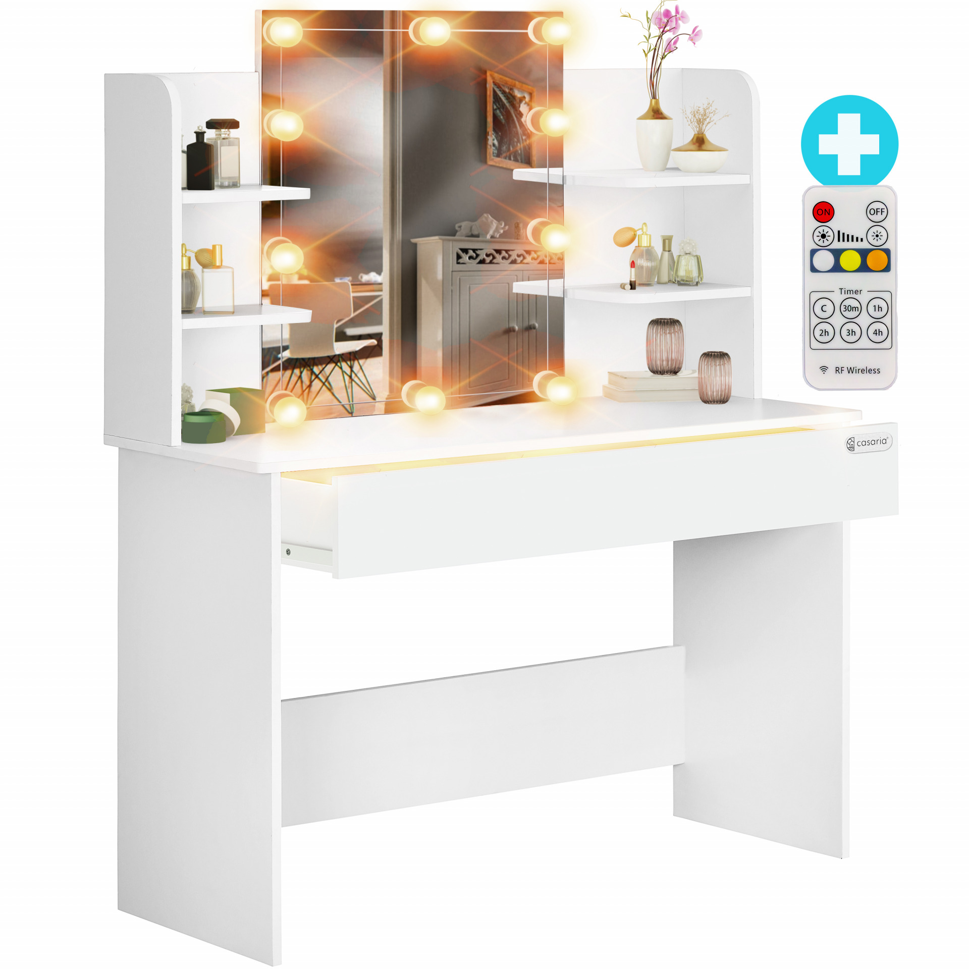Schminktisch Lucia Weiß 140x110x40cm mit LED