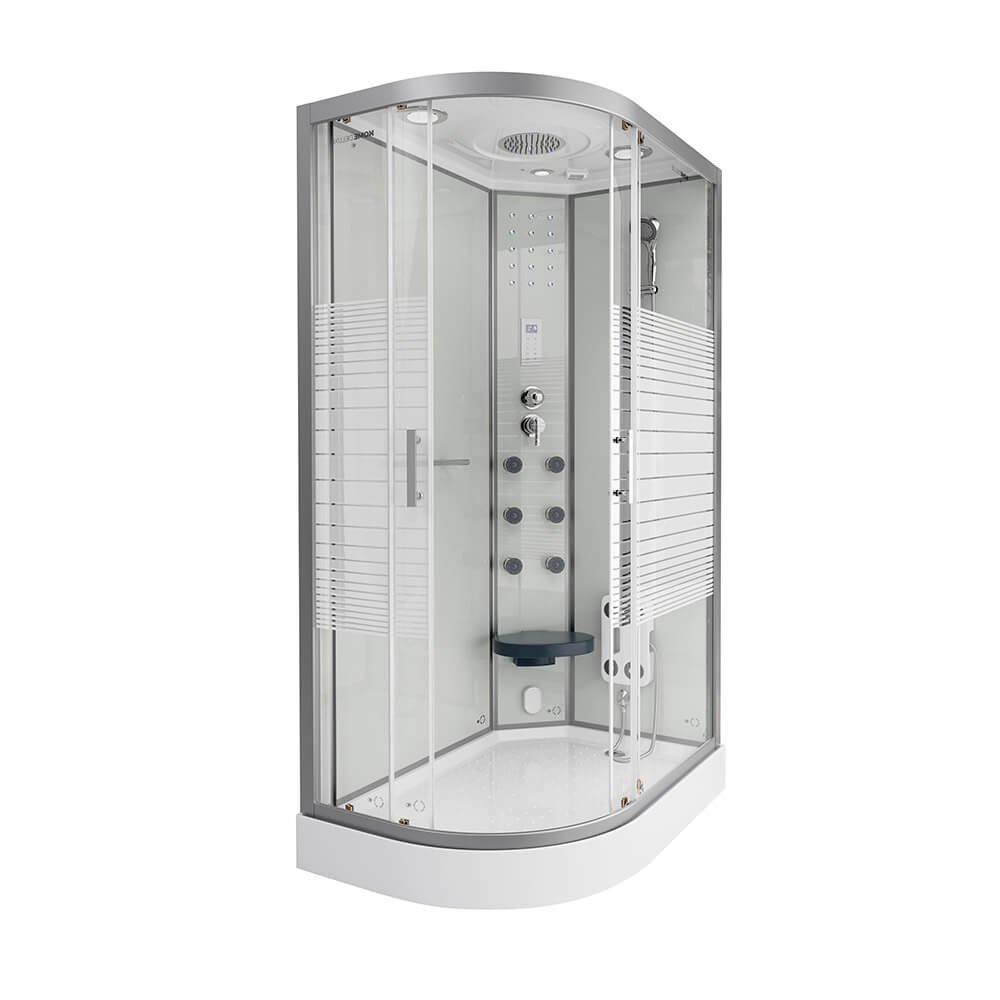 Dampfdusche mit Wasserfall und Dampfsauna WHITE PEARL - 120 x 80 cm Links