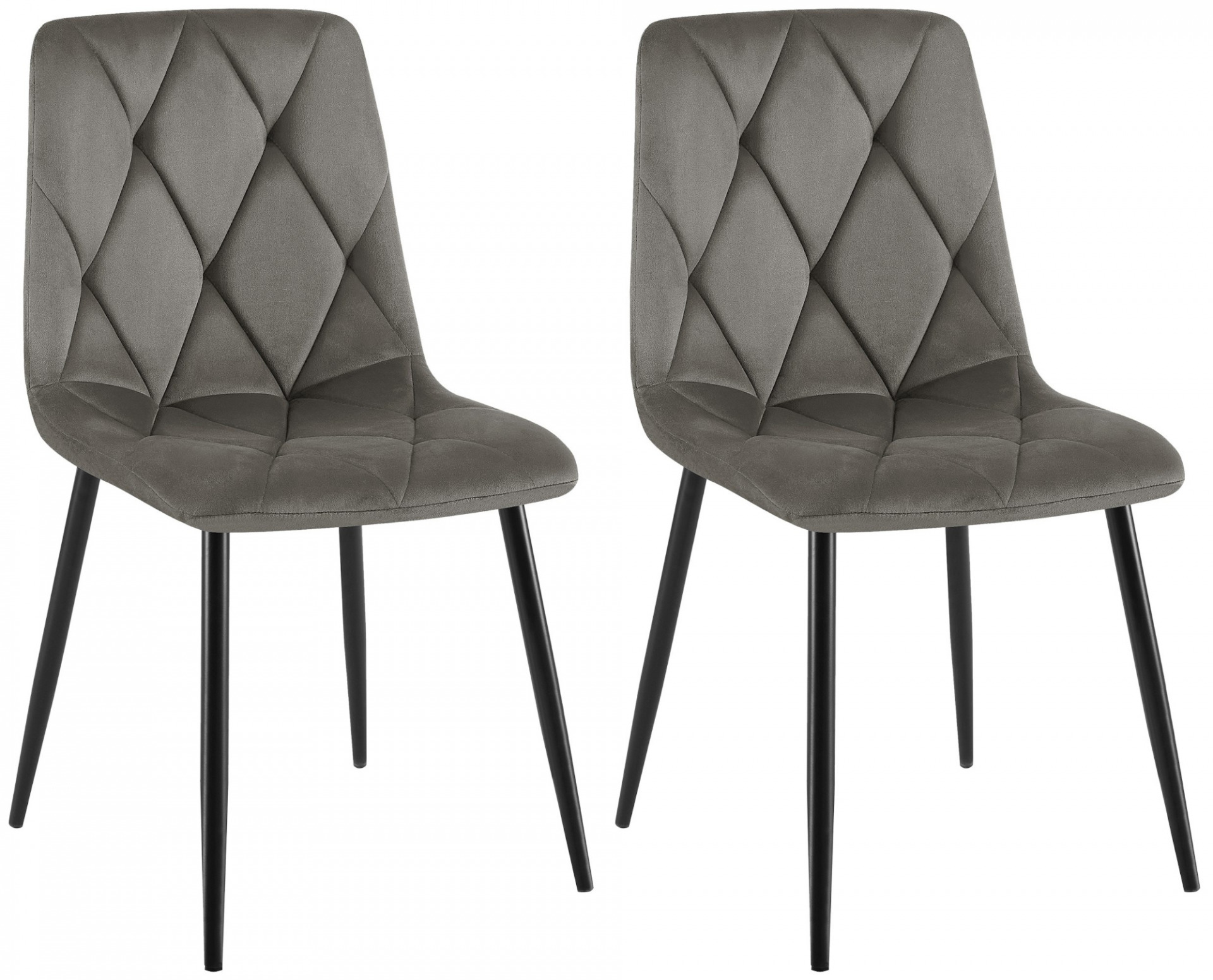 2er Set Esszimmerstuhl Clairton Samt, anthrazit