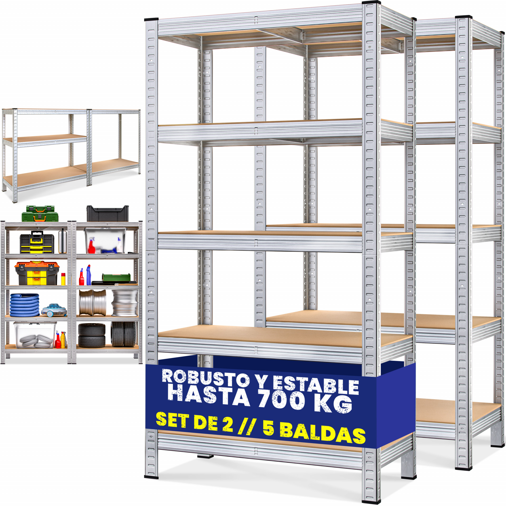Schwerlastregal 2er-Set 170x75x30cm verzinkt 350kg