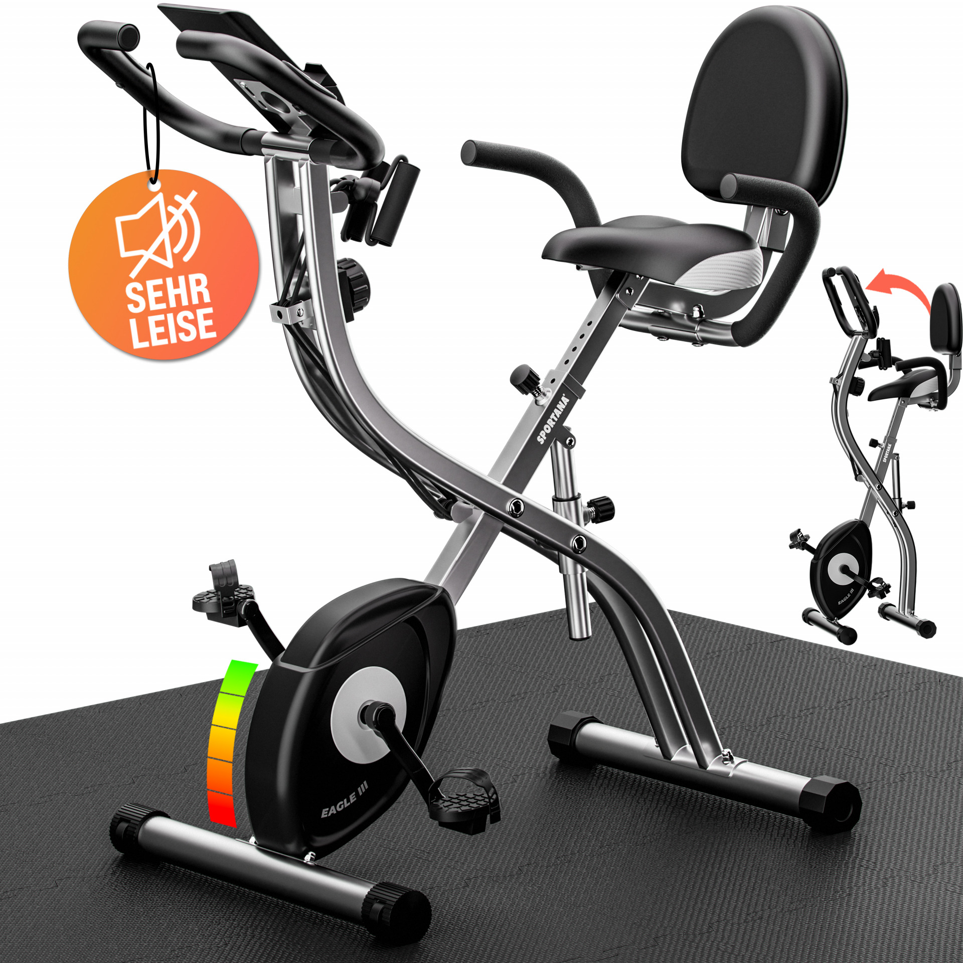 Heimtrainer Fahrrad Eagle 3 klappbar Pulssensoren