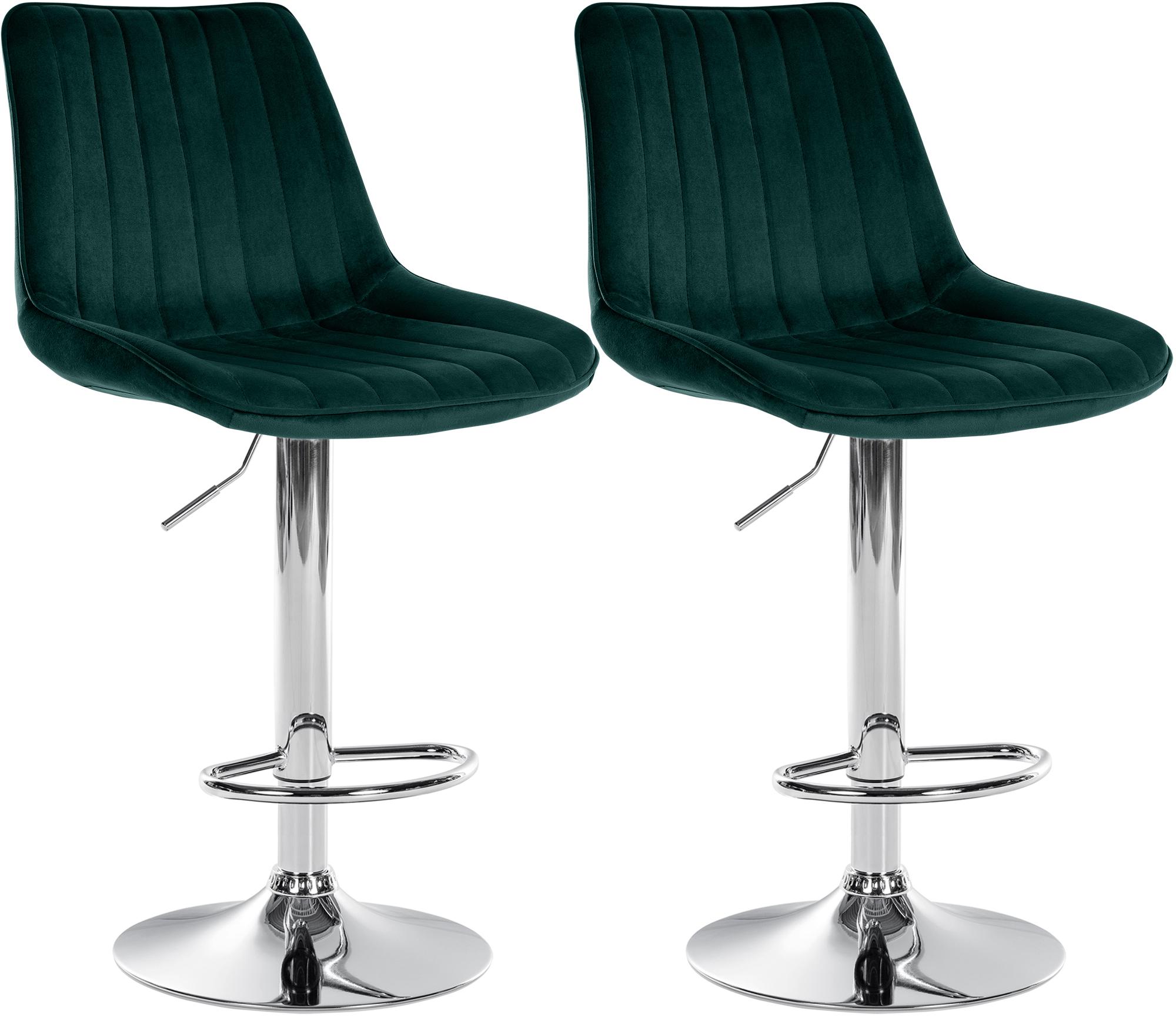 2er Set Barhocker Toni Samt chrom, grün