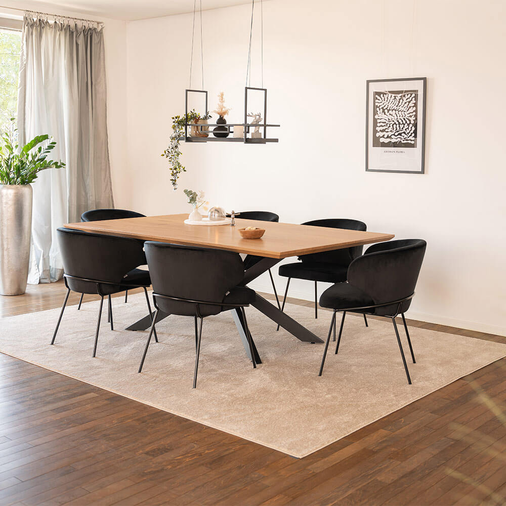 Esstisch Eckig AVENCIA inkl. Sternfuß -160 x 100 cm Fishbone Oak