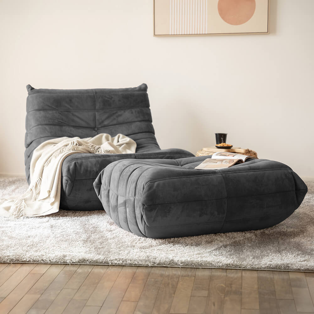 Relaxsessel mit Hocker CHILL - Anthrazit