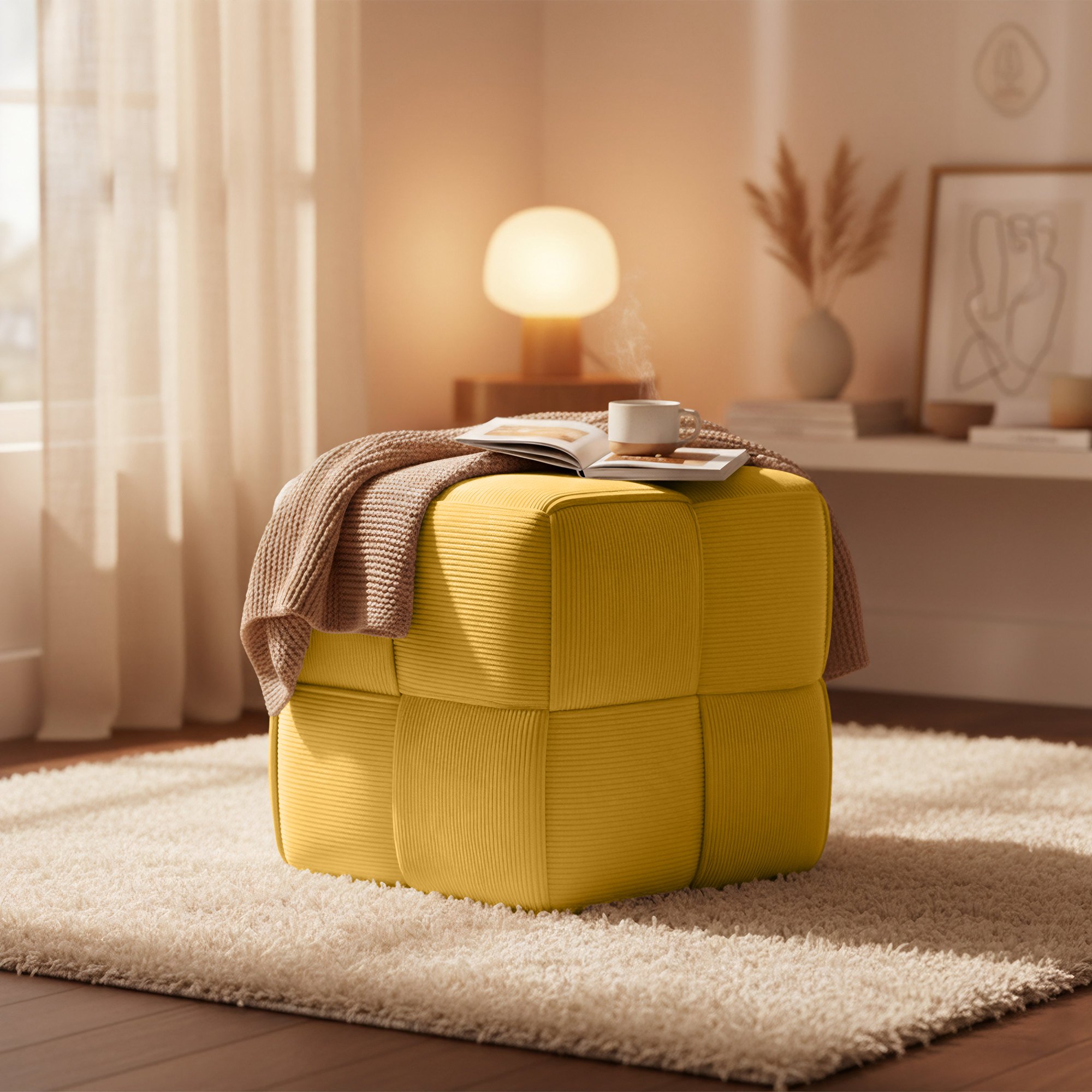 Sitzhocker Forinta Cord, gelb