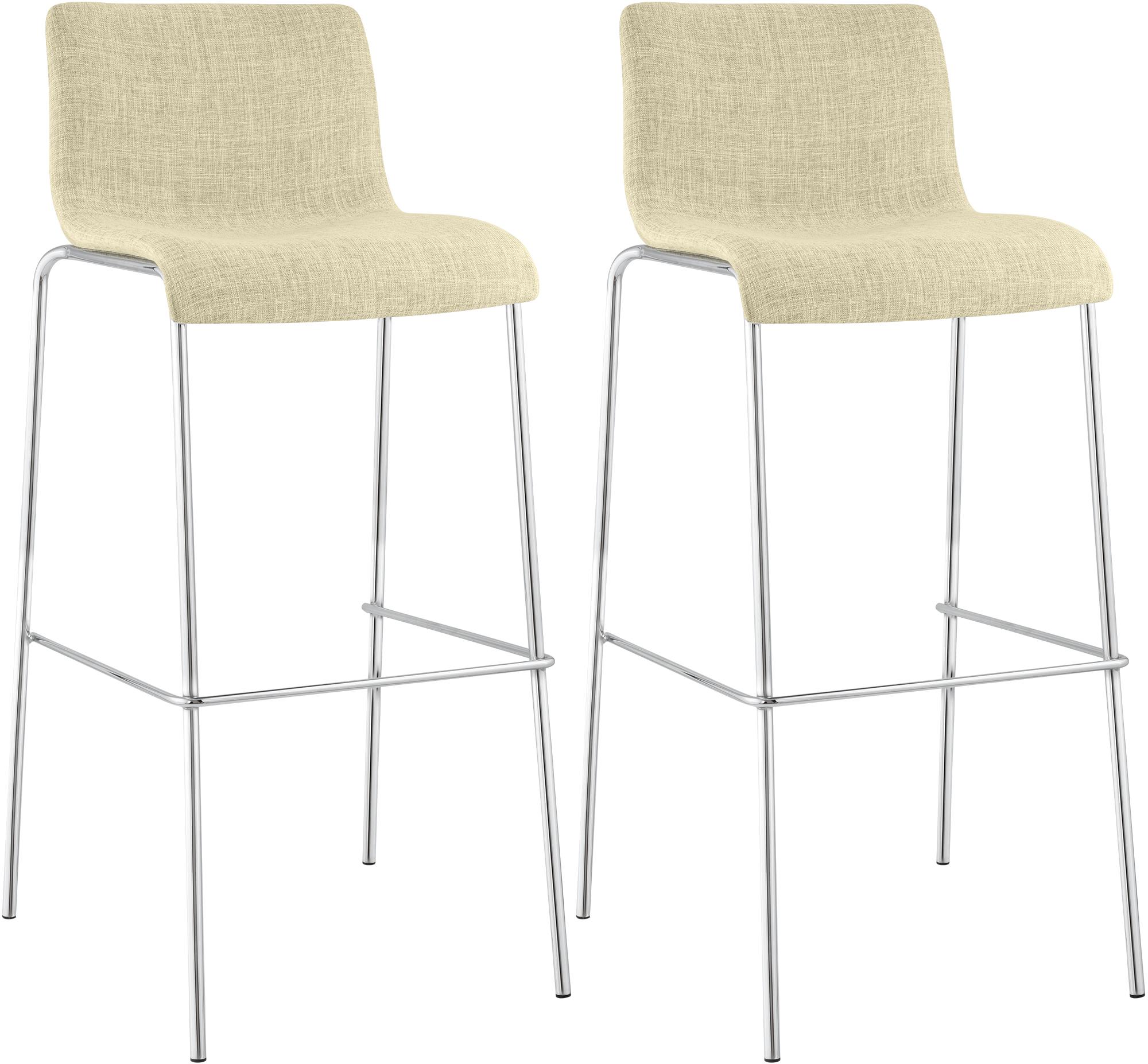 2er Set Barhocker Hoover Stoff 4-Fuß Gestell chrom, creme