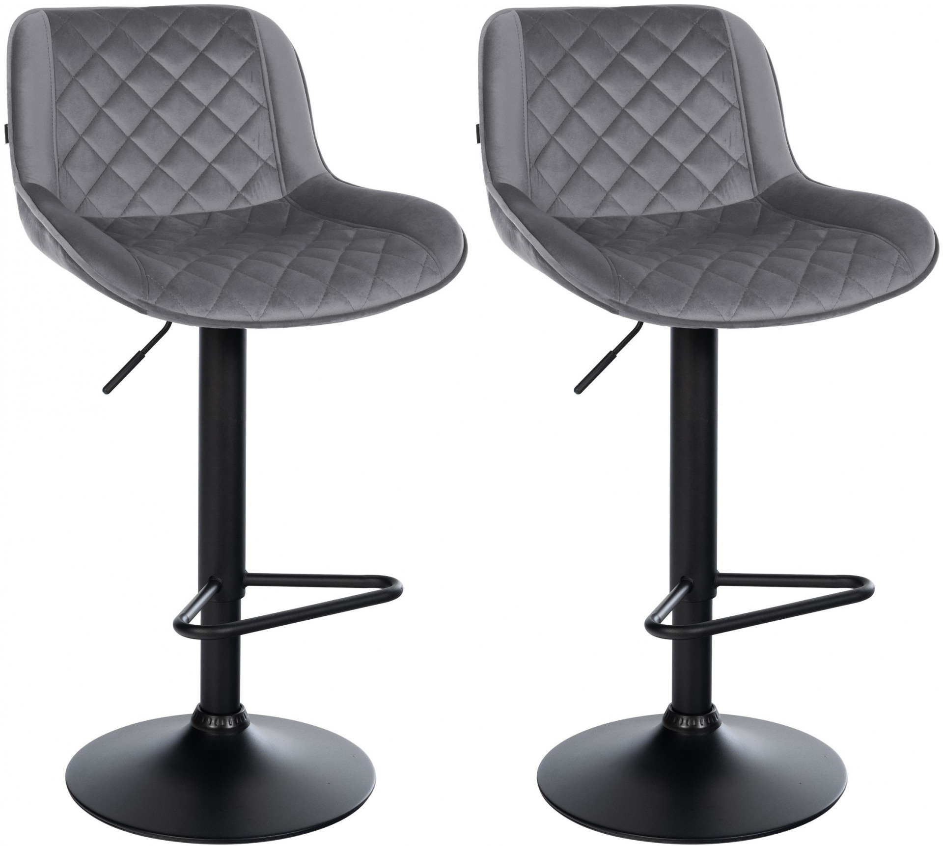 2er Set Barhocker Kasson Samt, dunkelgrau