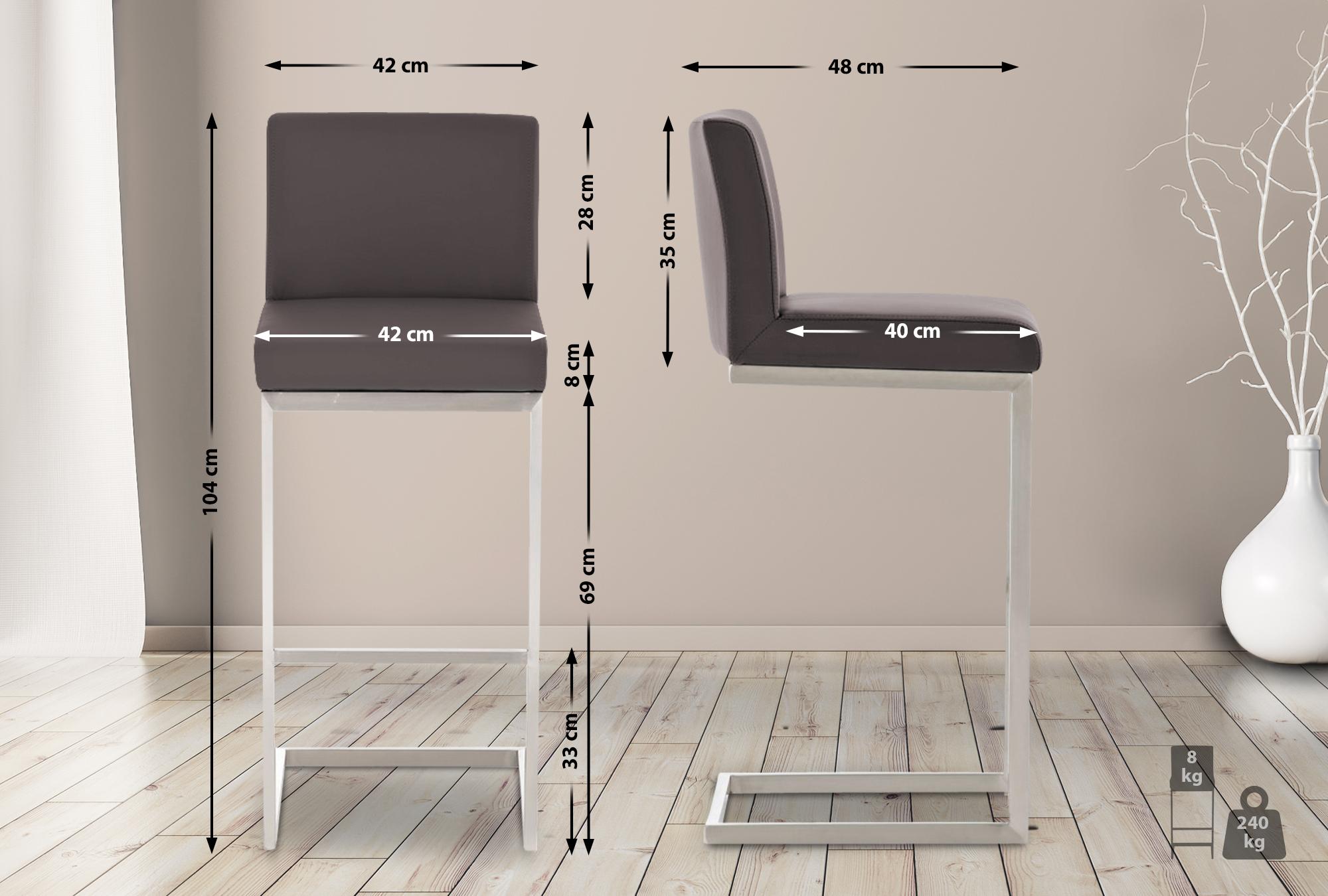 2er Set Barhocker Paros Kunstleder, braun