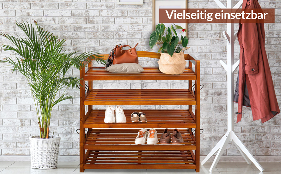 Schuhregal aus Akazienholz 75x26x82cm