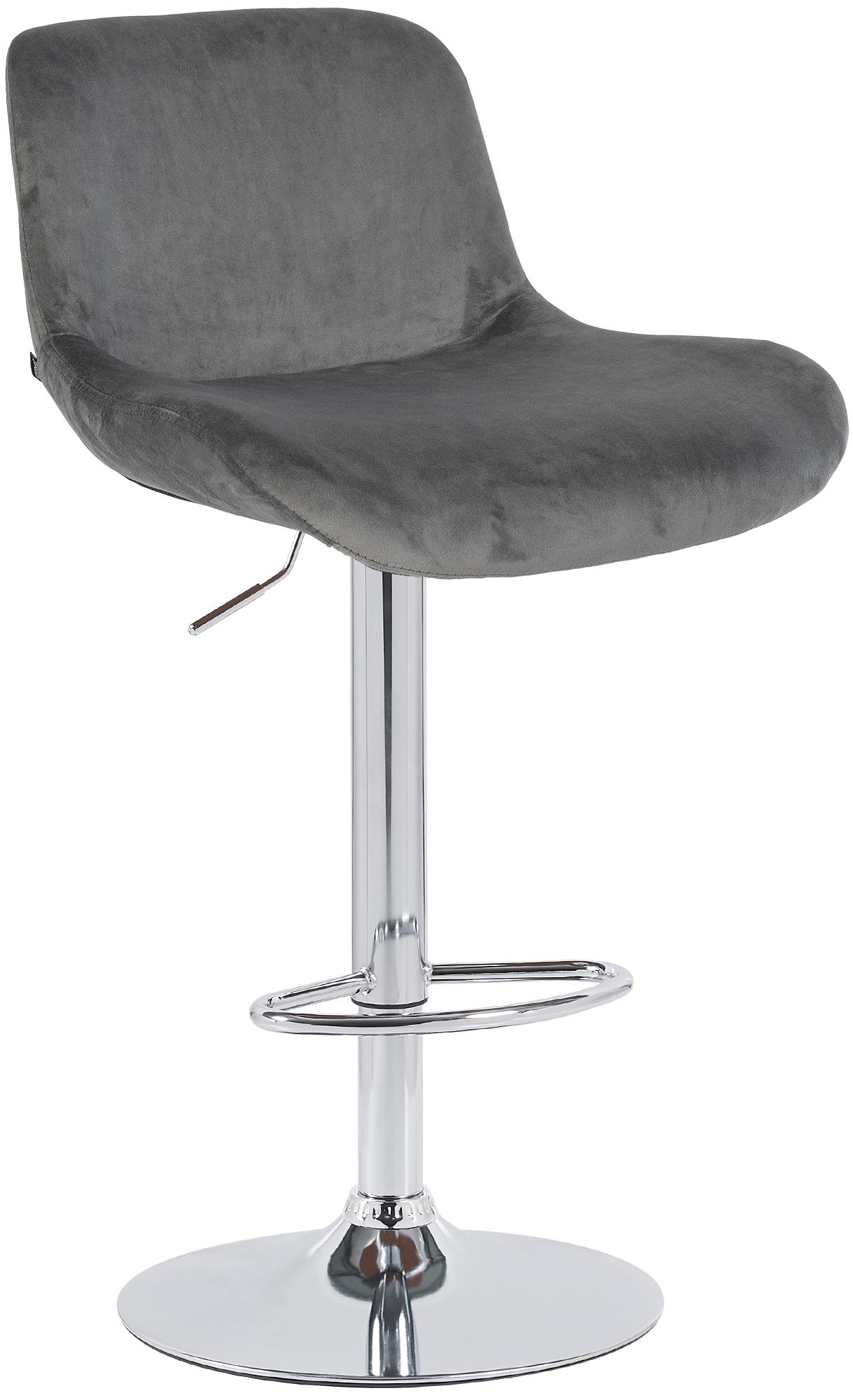 Barhocker Solon Chrom Samt, dunkelgrau