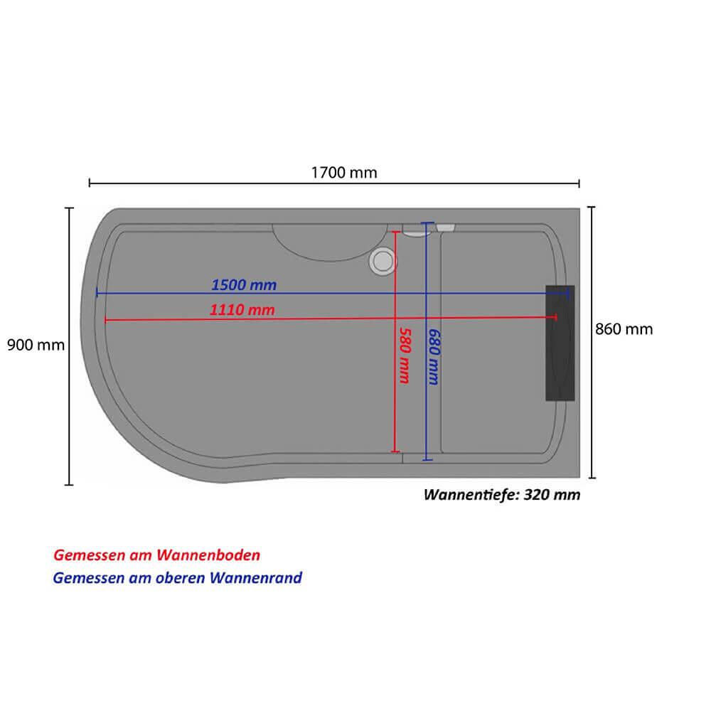 Dampfdusche mit Whirlpool ALLIN 4IN1 - 170 x 90 Weiß Links