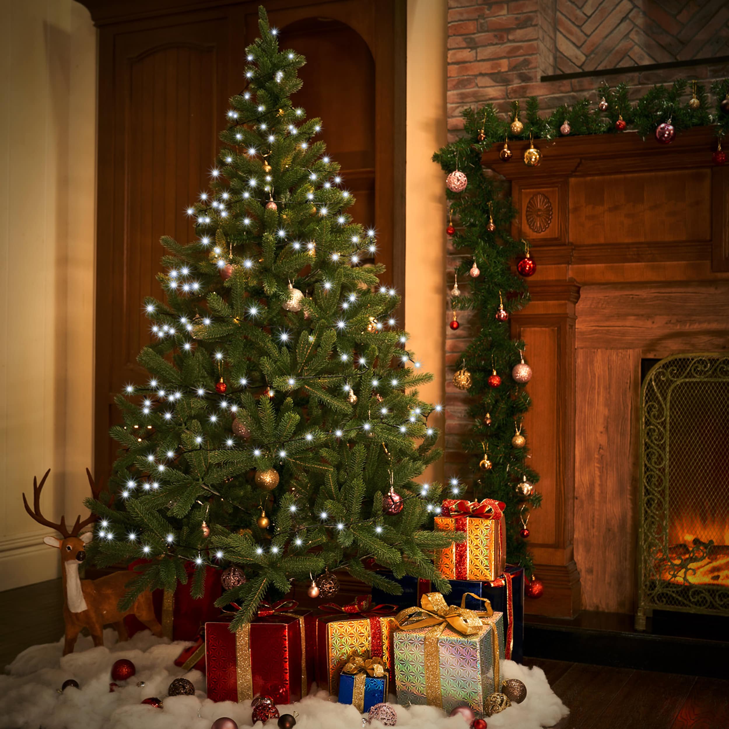 Lichterkette Weihnachten Kaltweiß 11,5m Timer