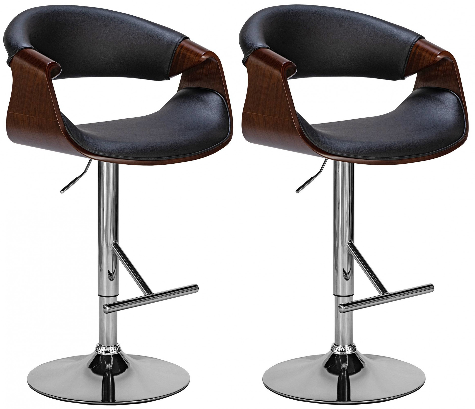2er Set Barhocker Foley Kunstleder, walnuss/schwarz