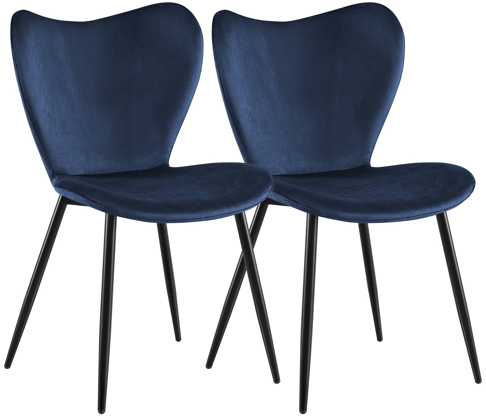 2er Set Esszimmerstuhl Maika Samt, dunkelblau