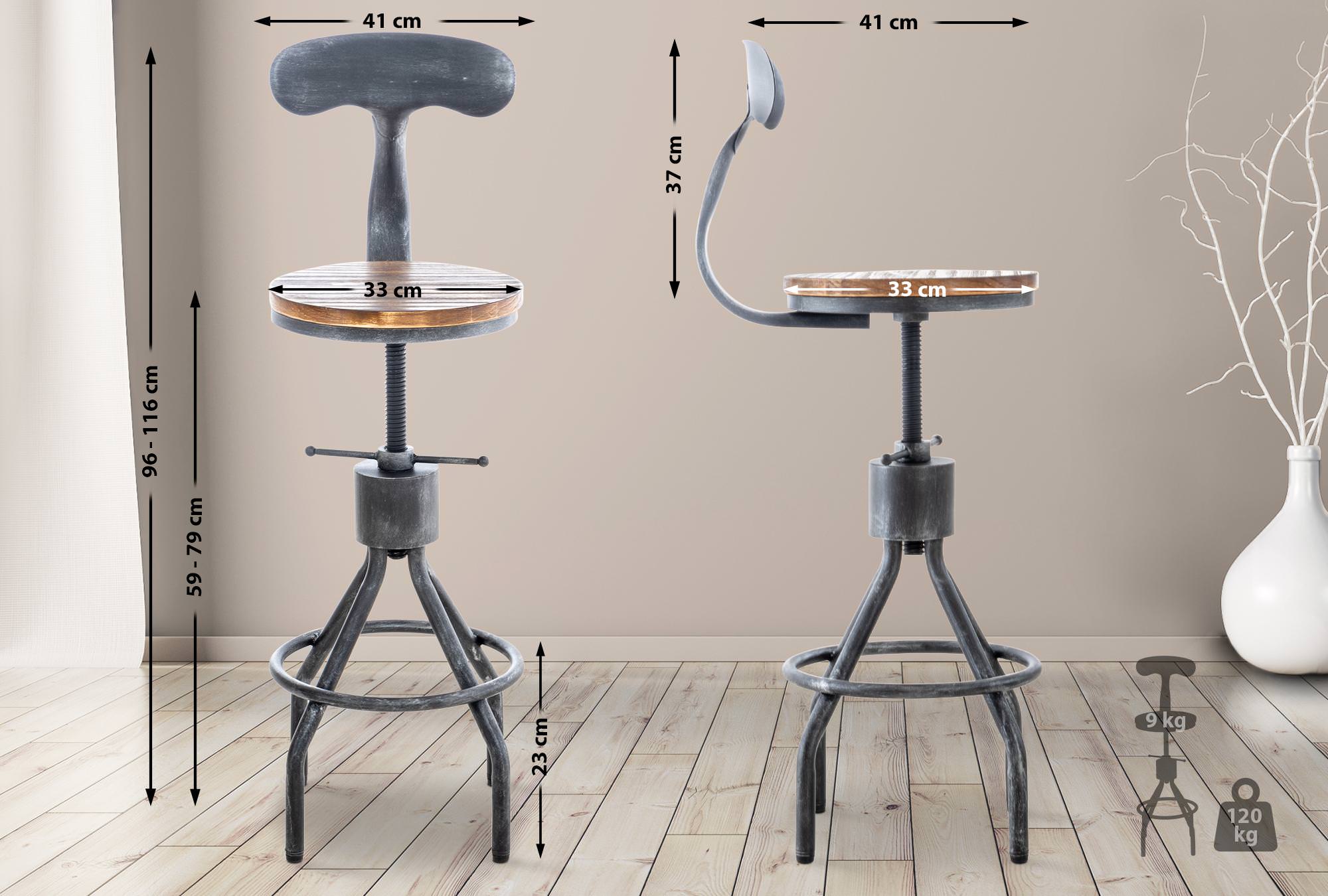 2er Set Barhocker Hanam, antik silber