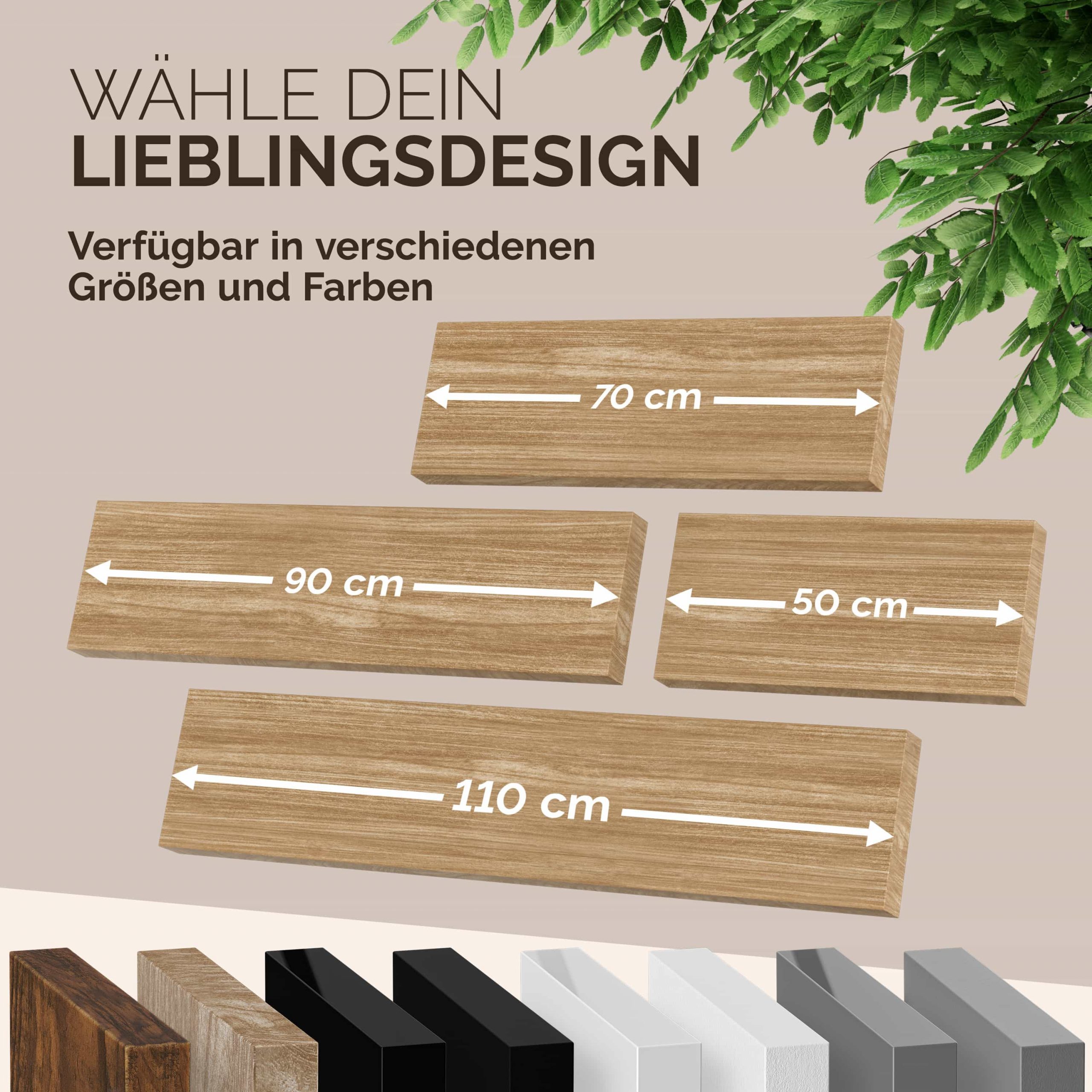 Schweberegal 90cm eiche
