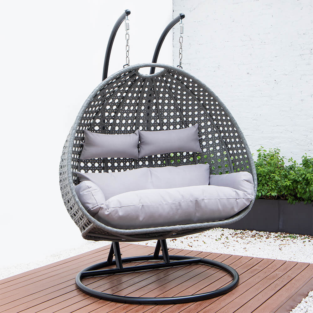 Polyrattan Hängesessel TWIN - Grau für 2 Personen