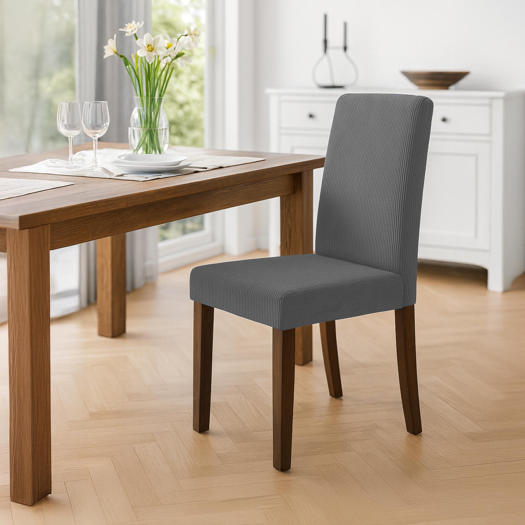 2er Set Esszimmerstuhl Ina Cord antik dunkel, grau