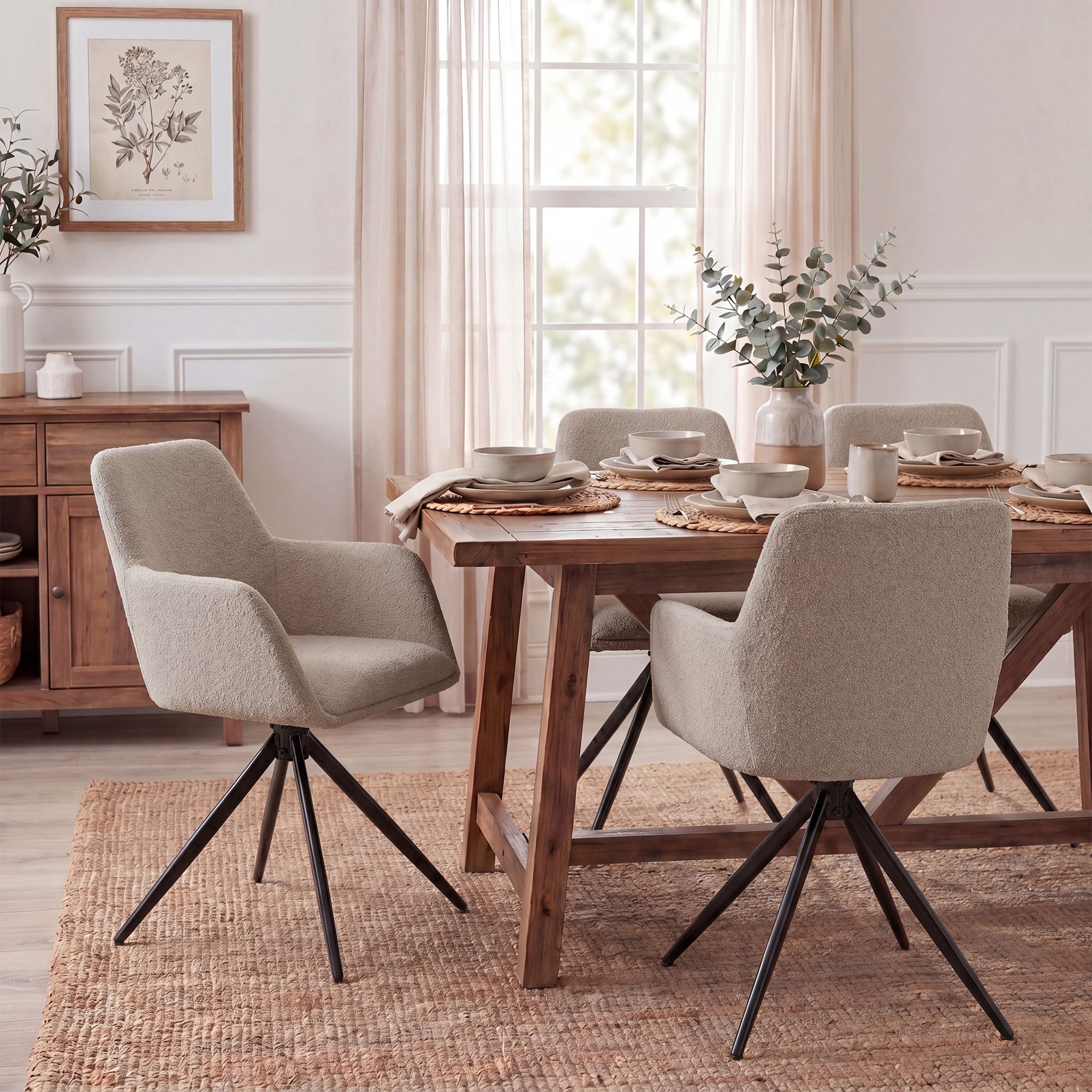 Esszimmerstuhl Olema Stoff Teddy, taupe