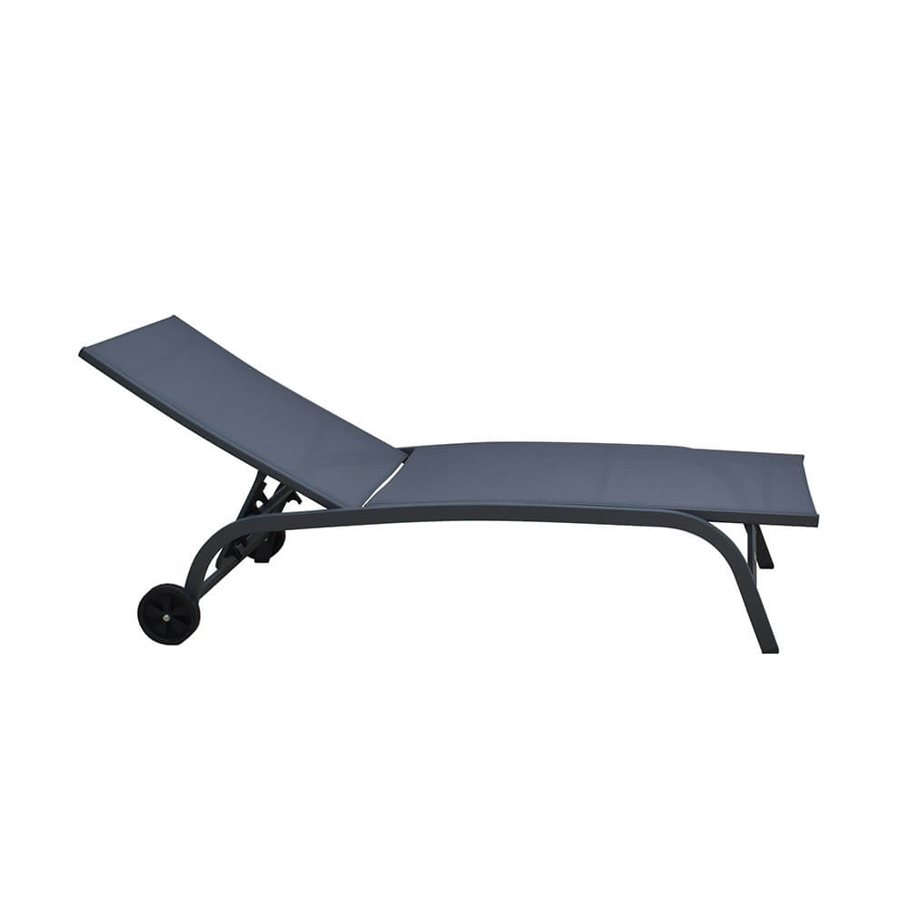 Gartenliege NAILEA DELUXE mit Rollen - Anthrazit
