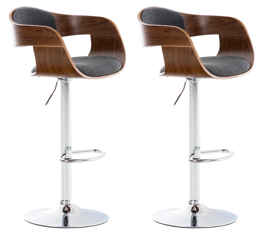 2er Set Barhocker Kingston C Stoff, walnuss/dunkelgrau