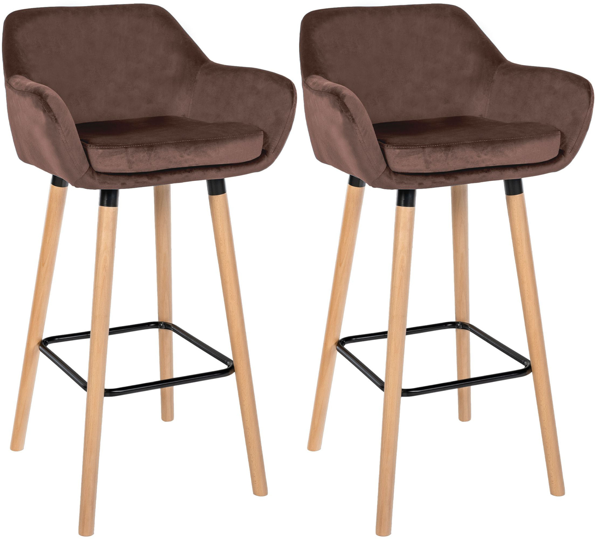 2er Set Barhocker Grant Samt, coffee