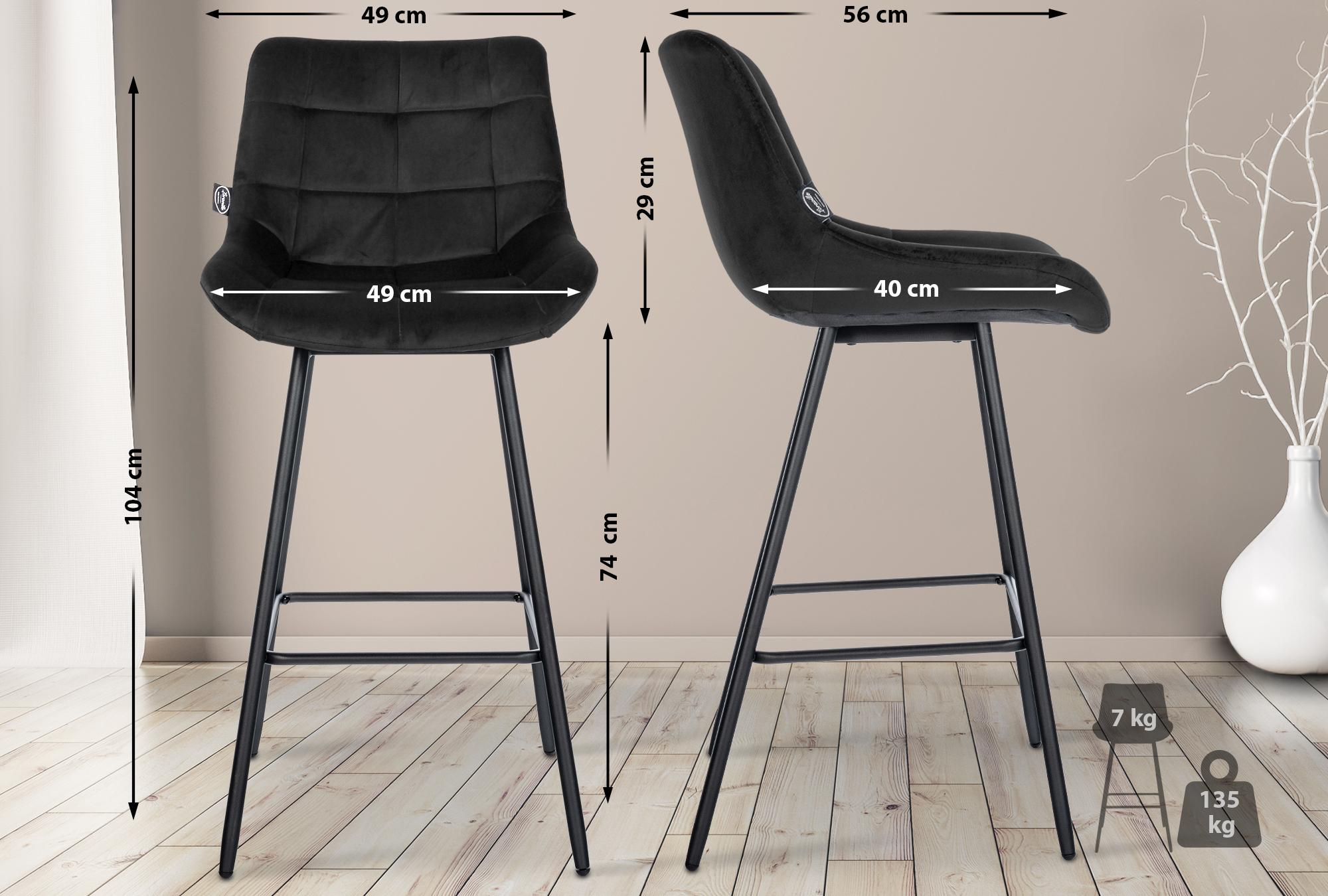 Barhocker Weston Samt, schwarz