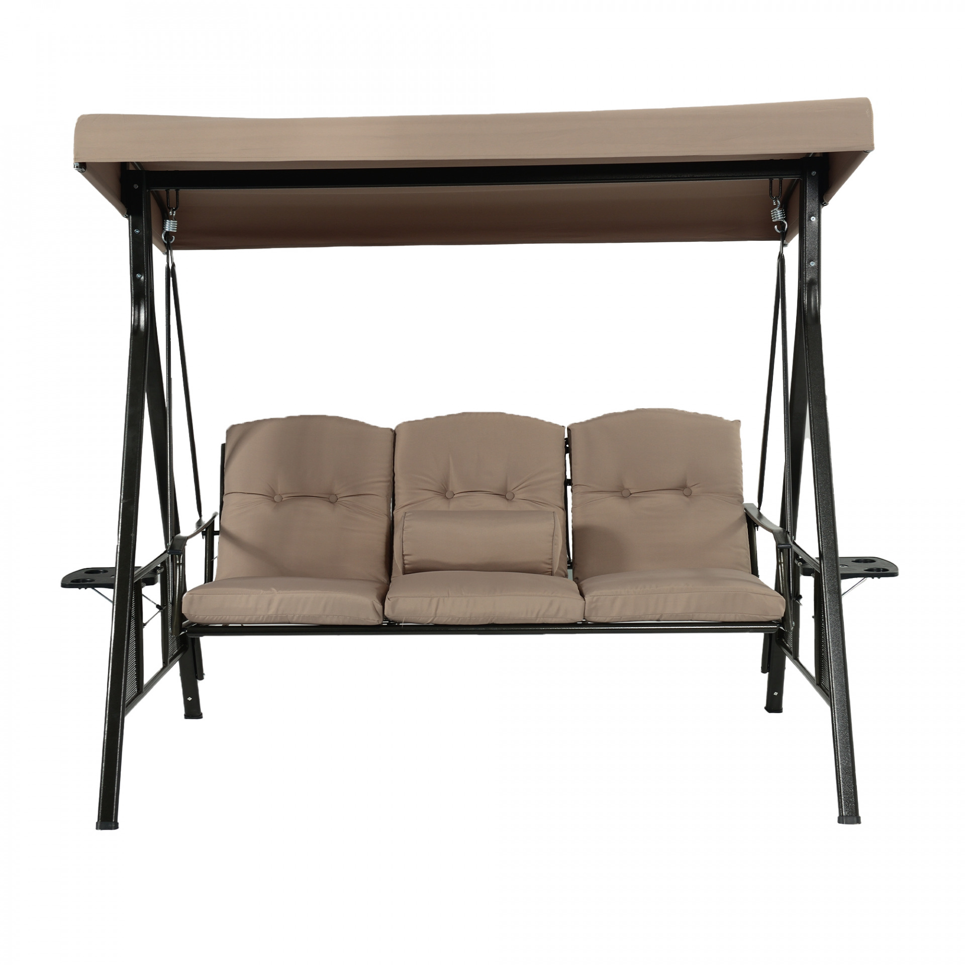 Hollywoodschaukel 3-Sitzer DESCANSO - 115 x 198 cm Beige mit Abdeckung