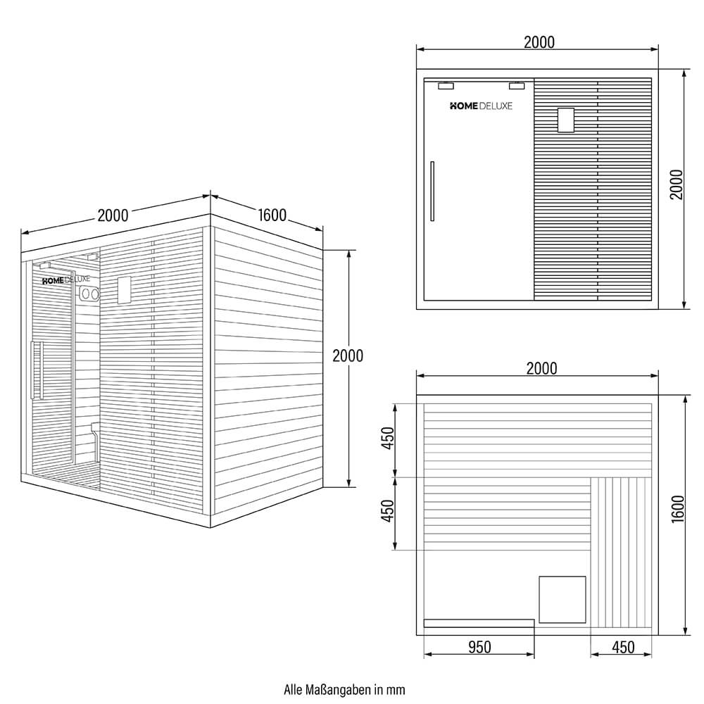 Traditionelle Sauna NEOLA - 200 x 160 cm für 5 Personen