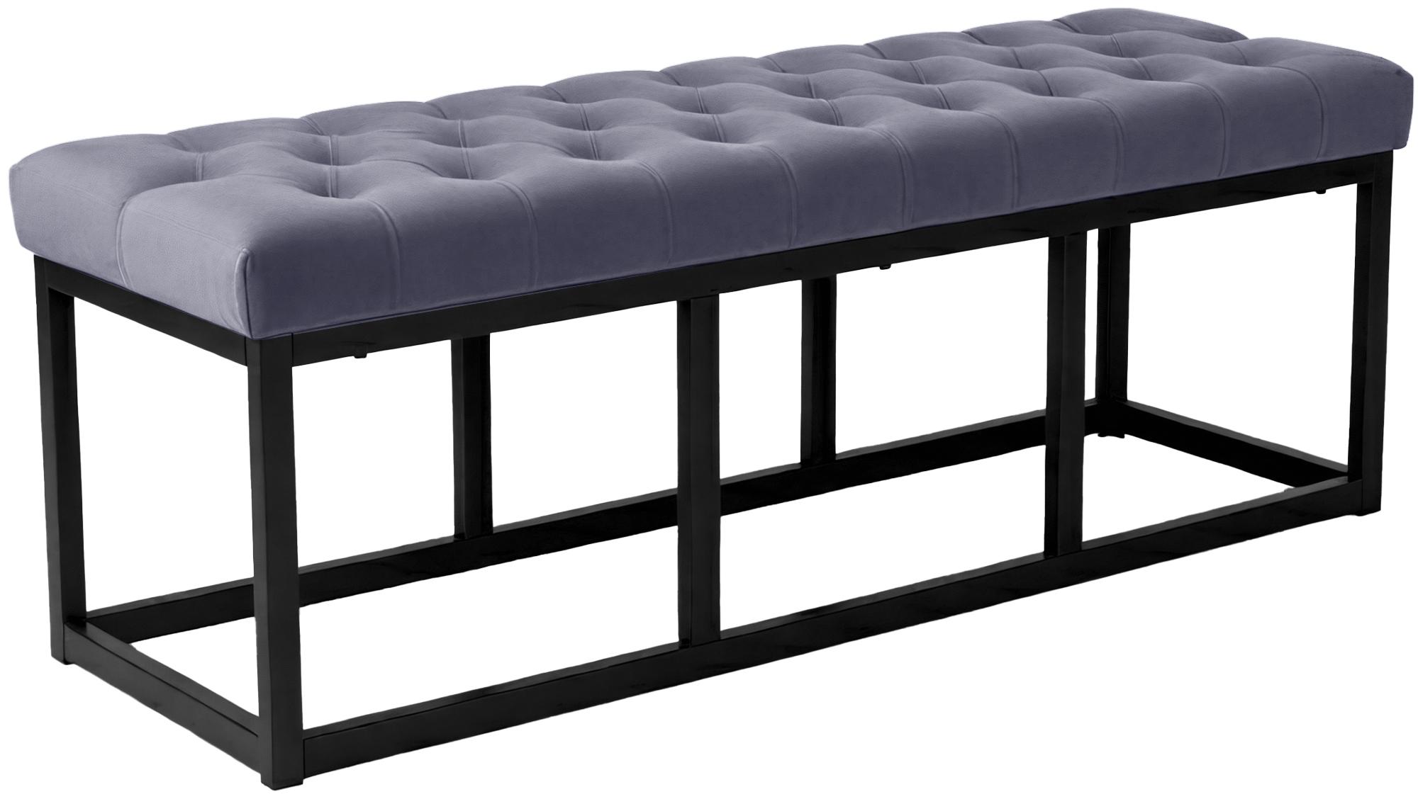 Sitzbank Polson Samt Schwarz 120 cm, grau