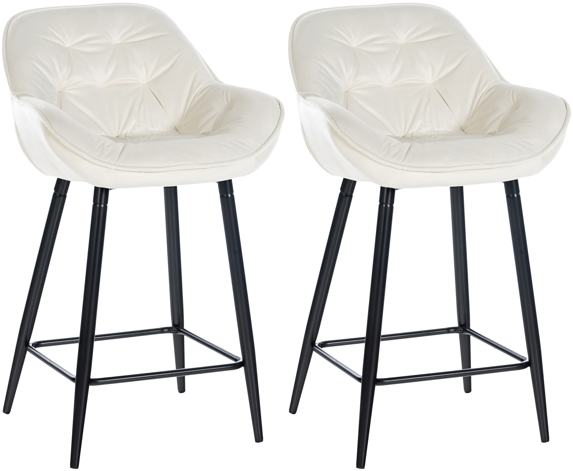 2er Set Barhocker Gibson 76 Samt, creme