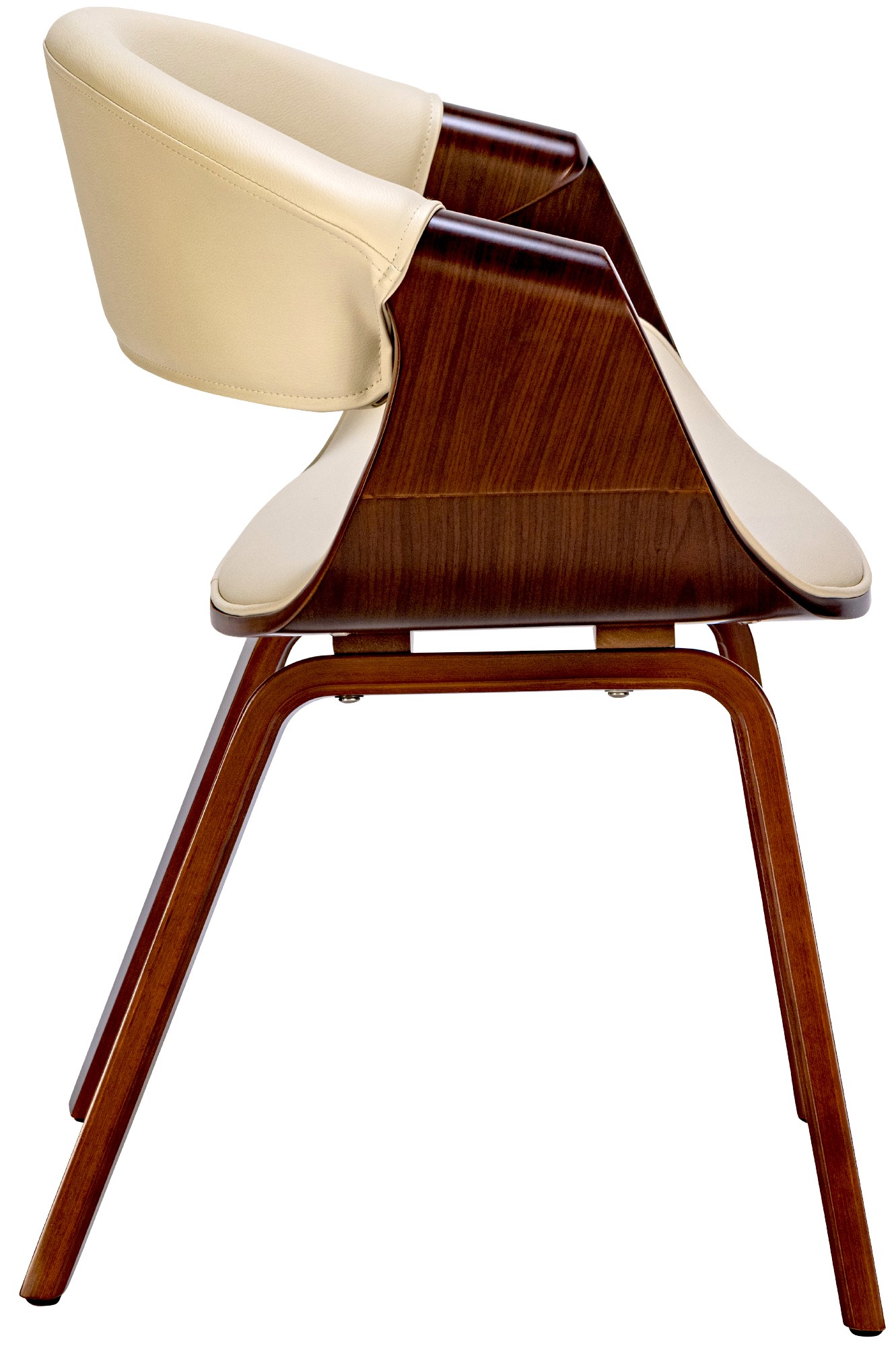 2er Set Esszimmerstuhl Foley Kunstleder, walnuss/creme